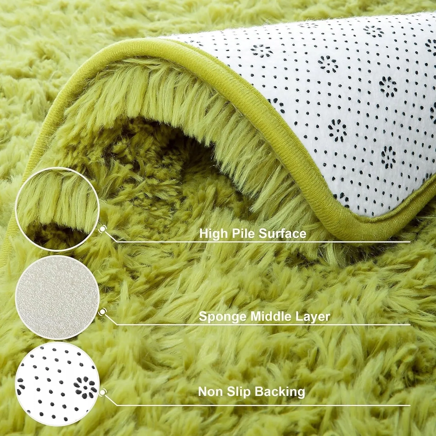 Soft Indoor Area Rug Modern Fluffy Home Carpet - 4' x 5.3'