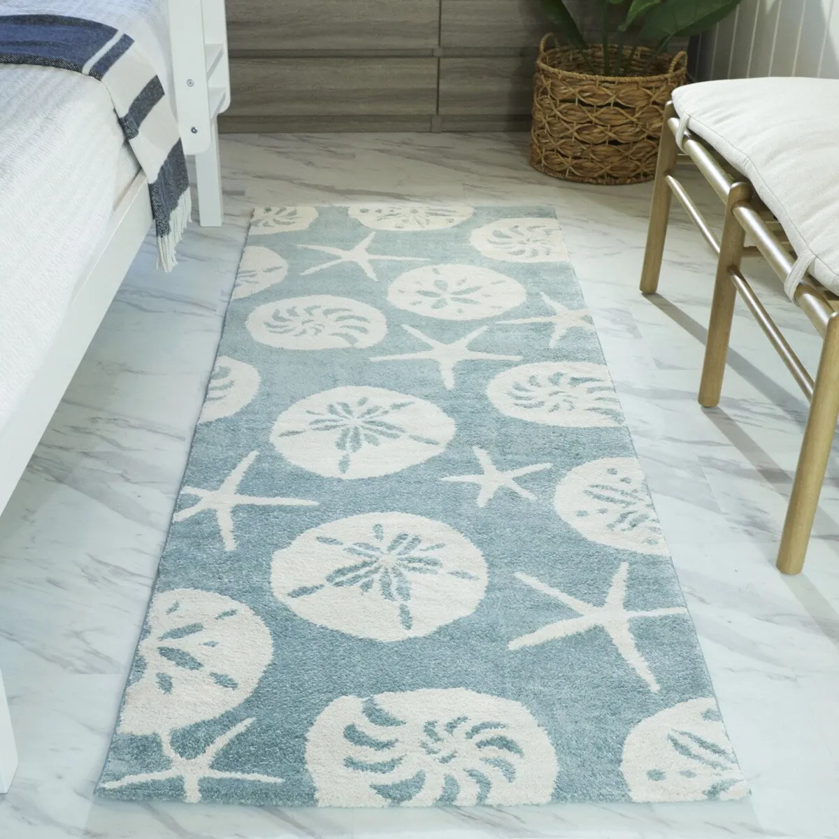 Stafford Nautilus Medallion Coastal Nautical Area Rug