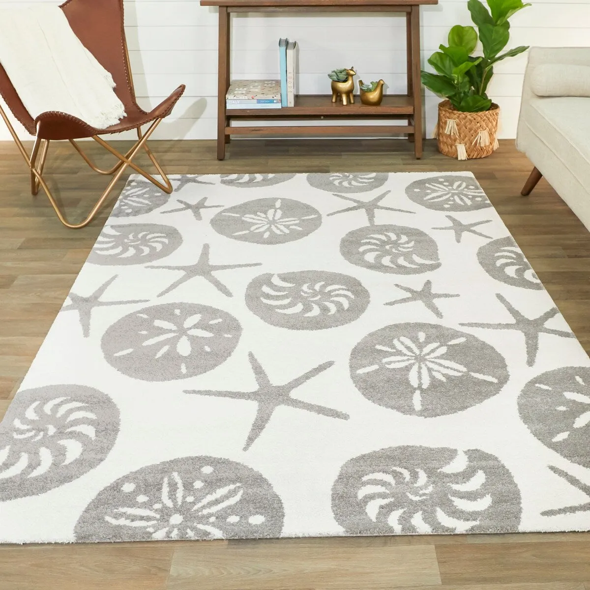 Stafford Nautilus Medallion Coastal Nautical Area Rug