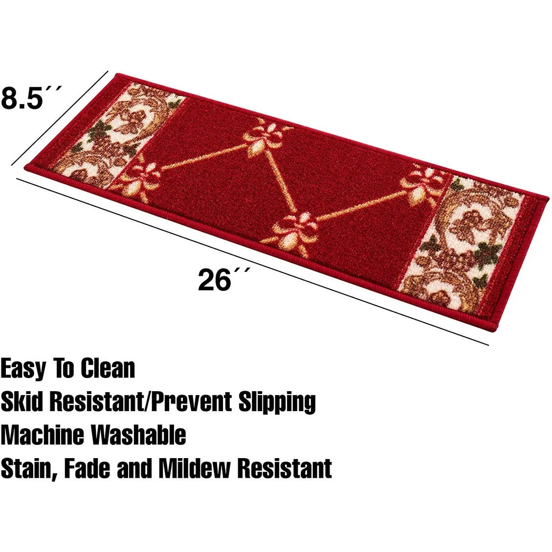 Stair Treads Fleur De Lis Floral Design Non Slip Backing. 8.5''X26''