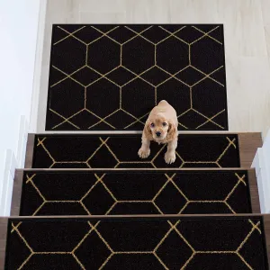 Stair Treads Hexagon Design Washable Non Slip Backing. 8.5''X26''