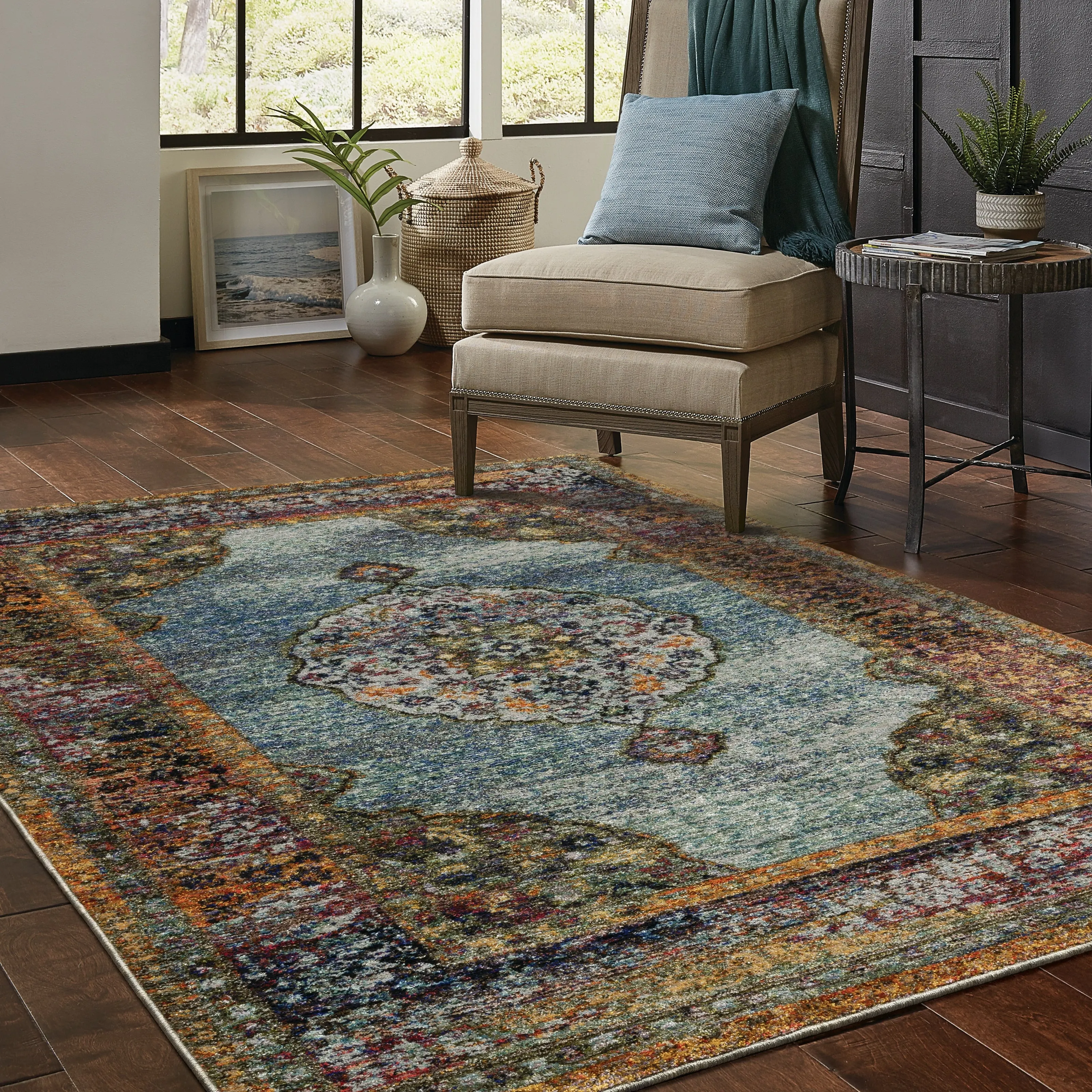 Style Haven Adaylnn Morris Persian Inspired Medallion Blue/Multi Area Rug