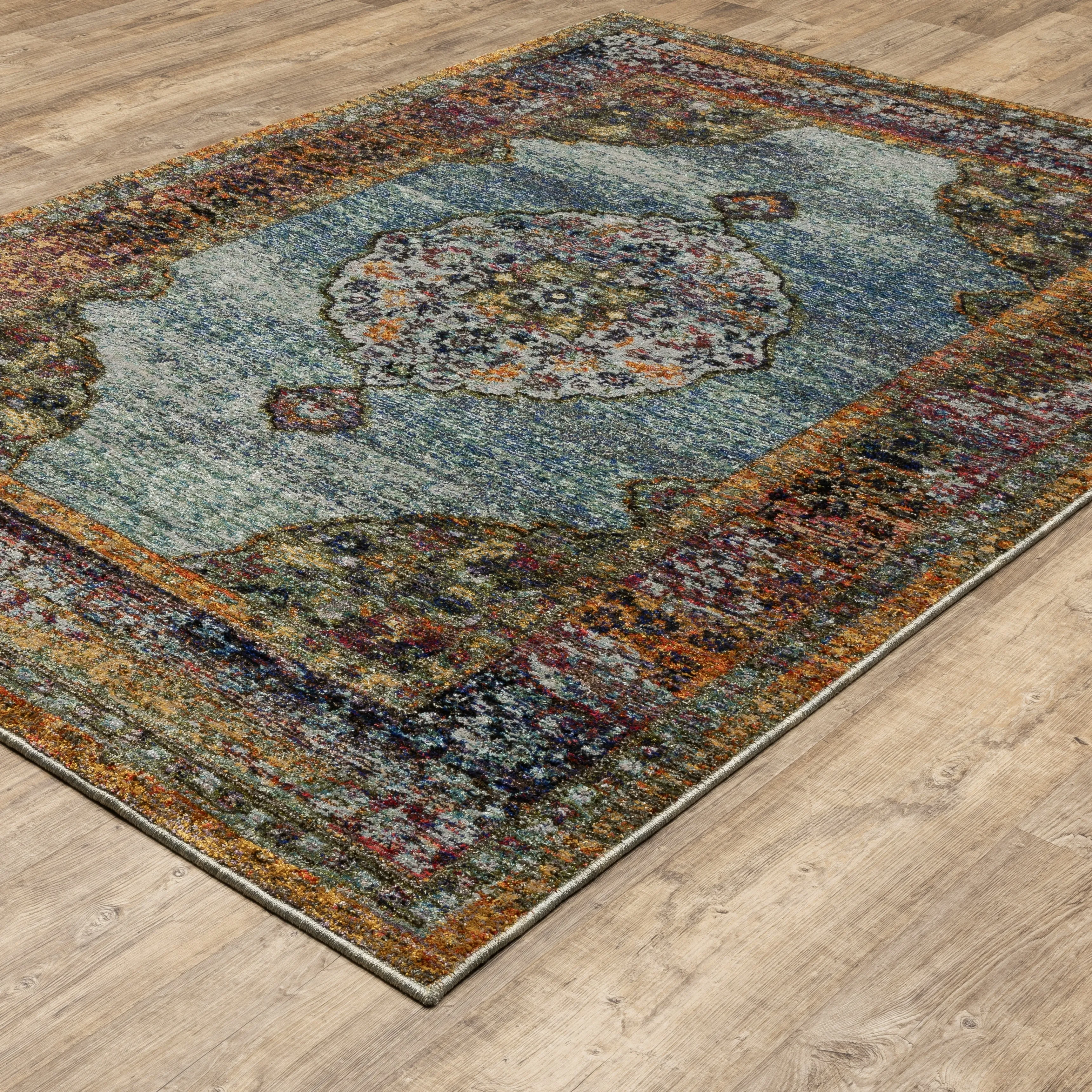 Style Haven Adaylnn Morris Persian Inspired Medallion Blue/Multi Area Rug