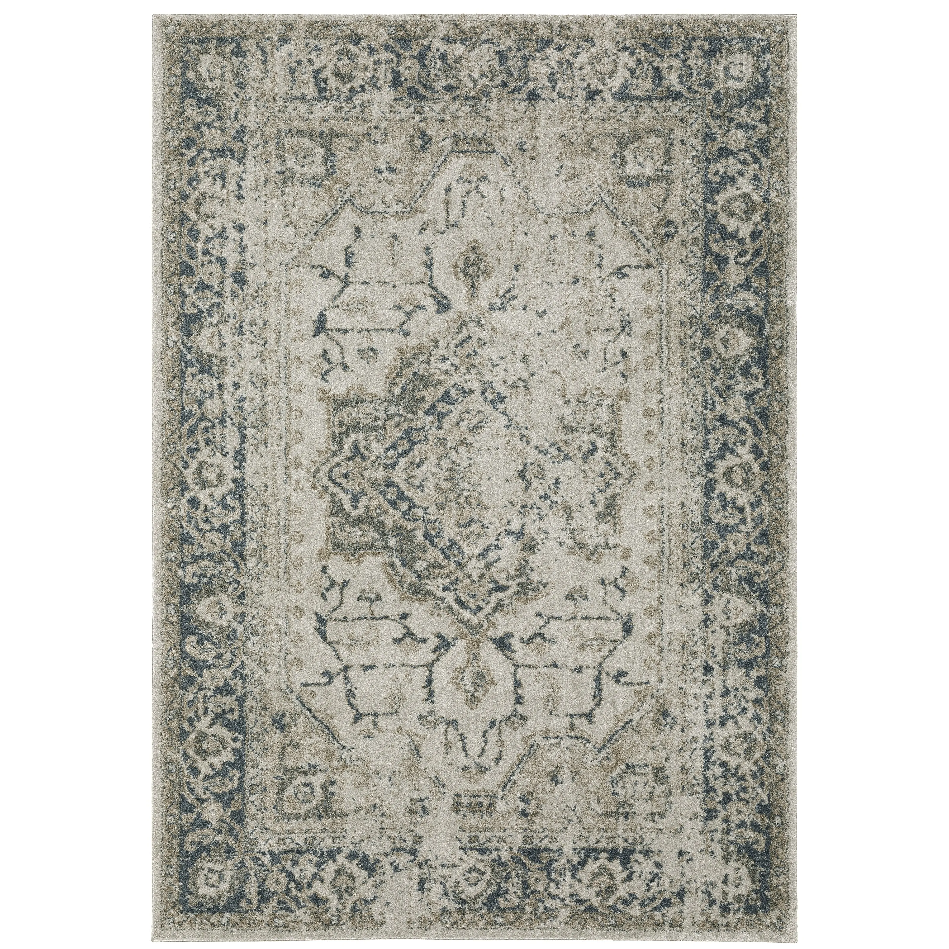 Style Haven Archer Vintage Medallion Gray/ Blue Indoor Area Rug.