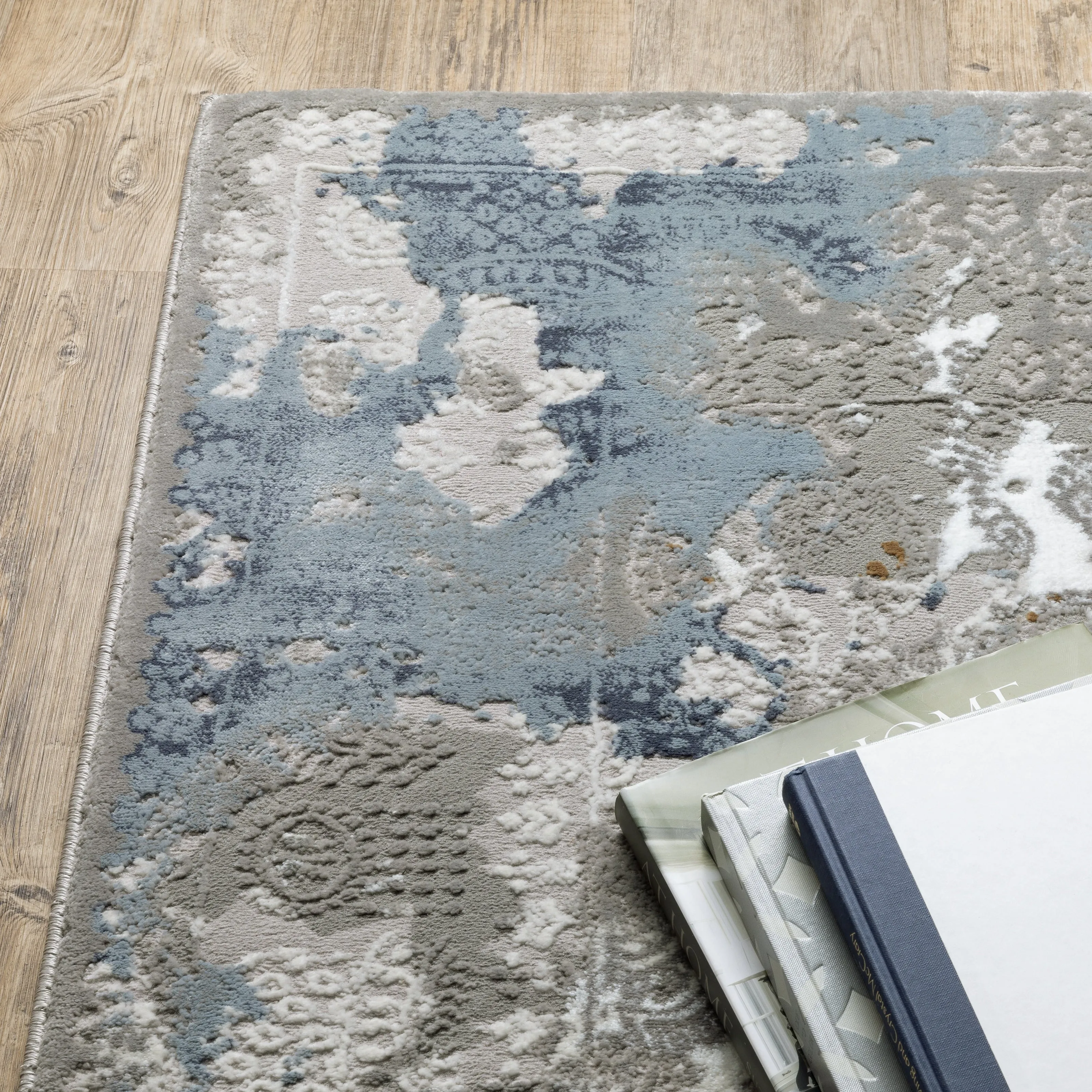 Style Haven Emery Contemporary Abstract Grey/ Blue Mixed-Pile Area Rug