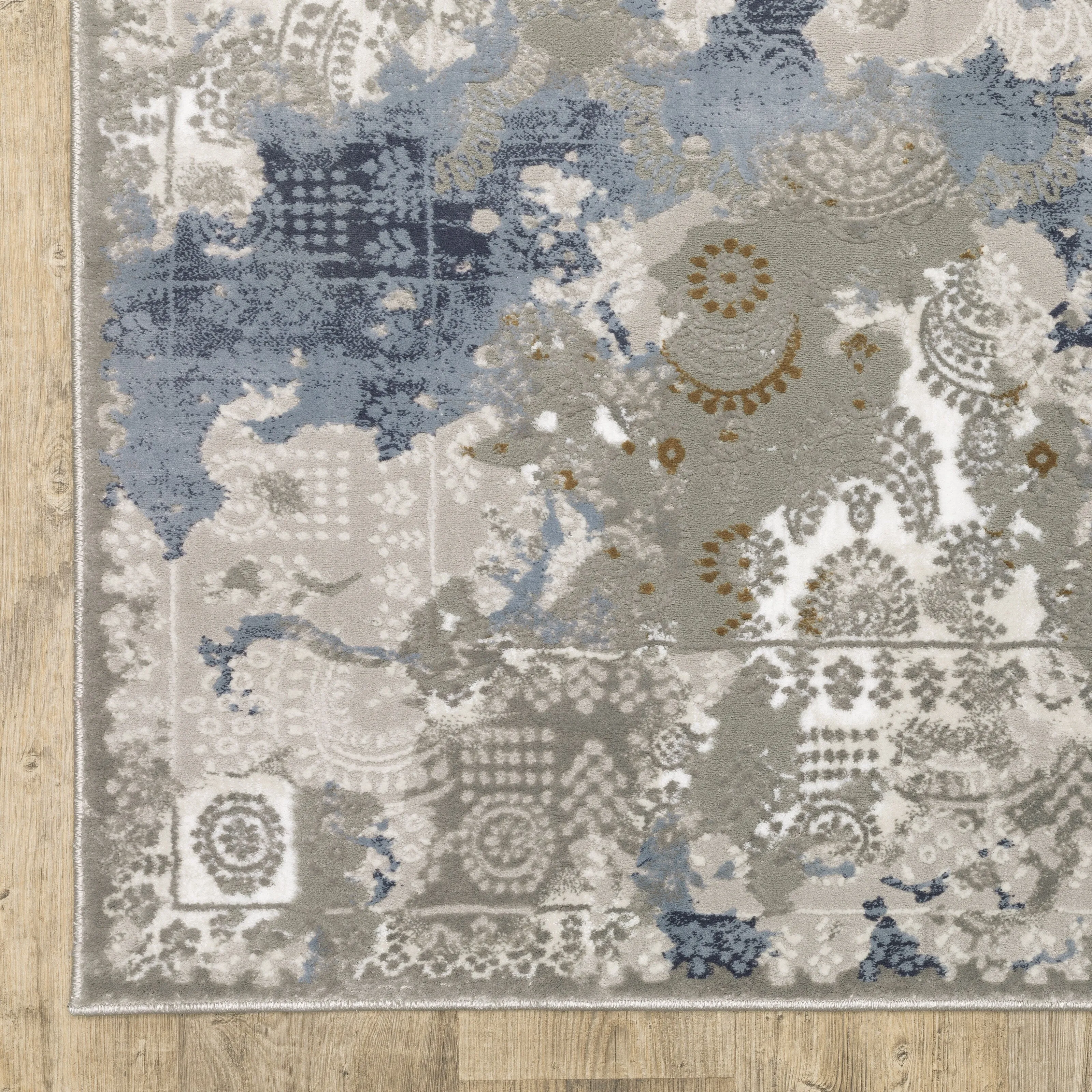 Style Haven Emery Contemporary Abstract Grey/ Blue Mixed-Pile Area Rug