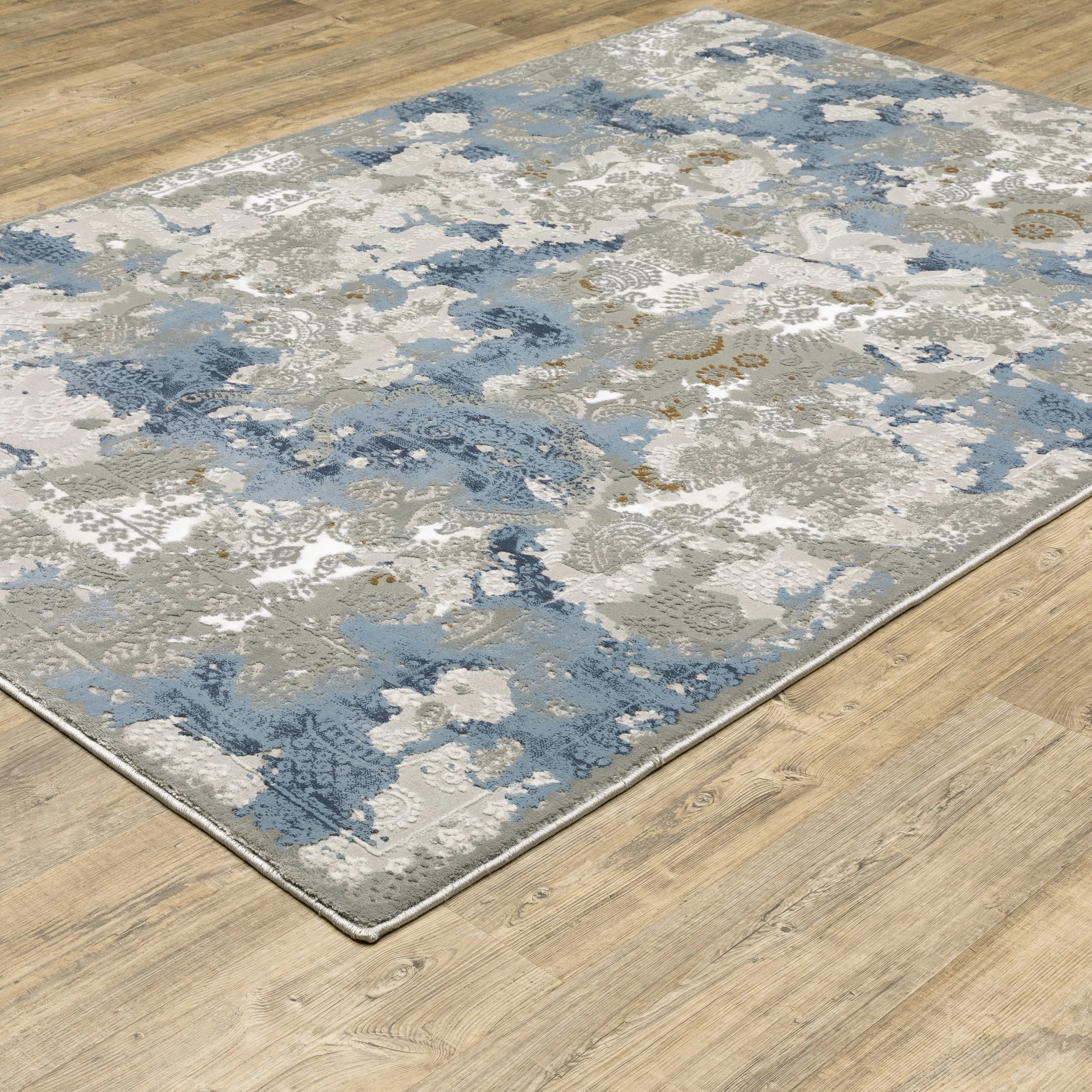 Style Haven Emery Contemporary Abstract Grey/ Blue Mixed-Pile Area Rug
