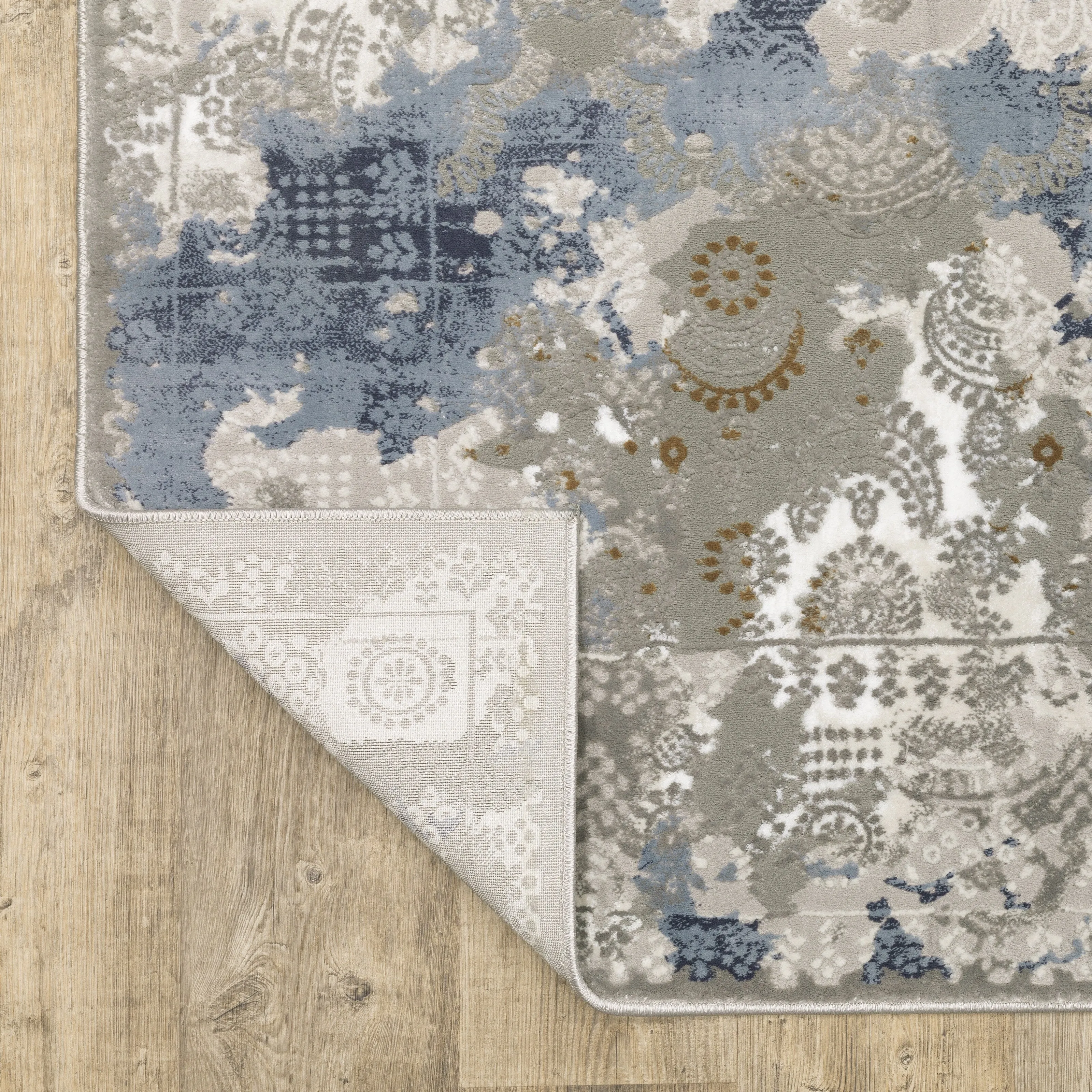 Style Haven Emery Contemporary Abstract Grey/ Blue Mixed-Pile Area Rug