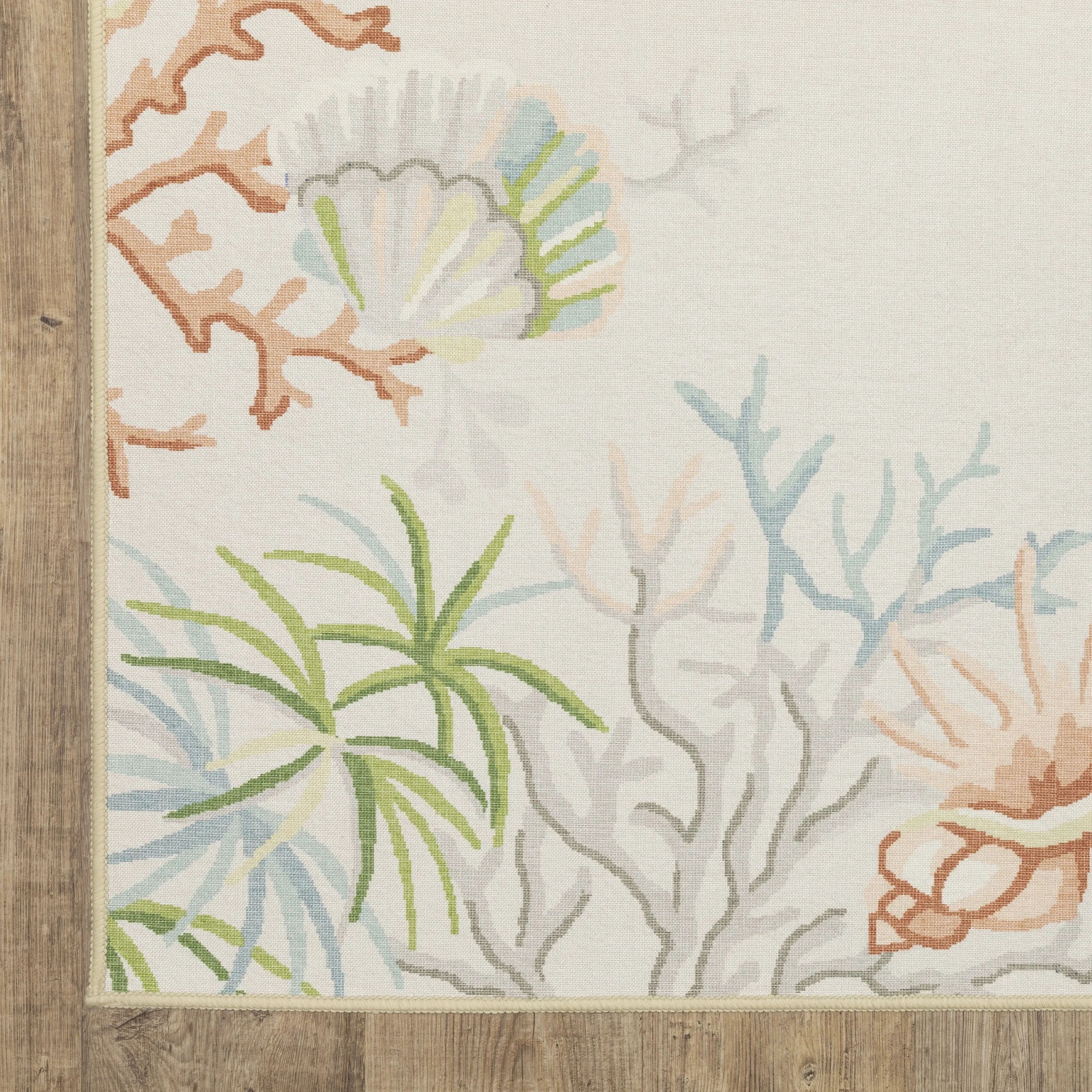 Style Haven Flores Coral Star Fish Beige/Multi Indoor-Outdoor Washable Rug