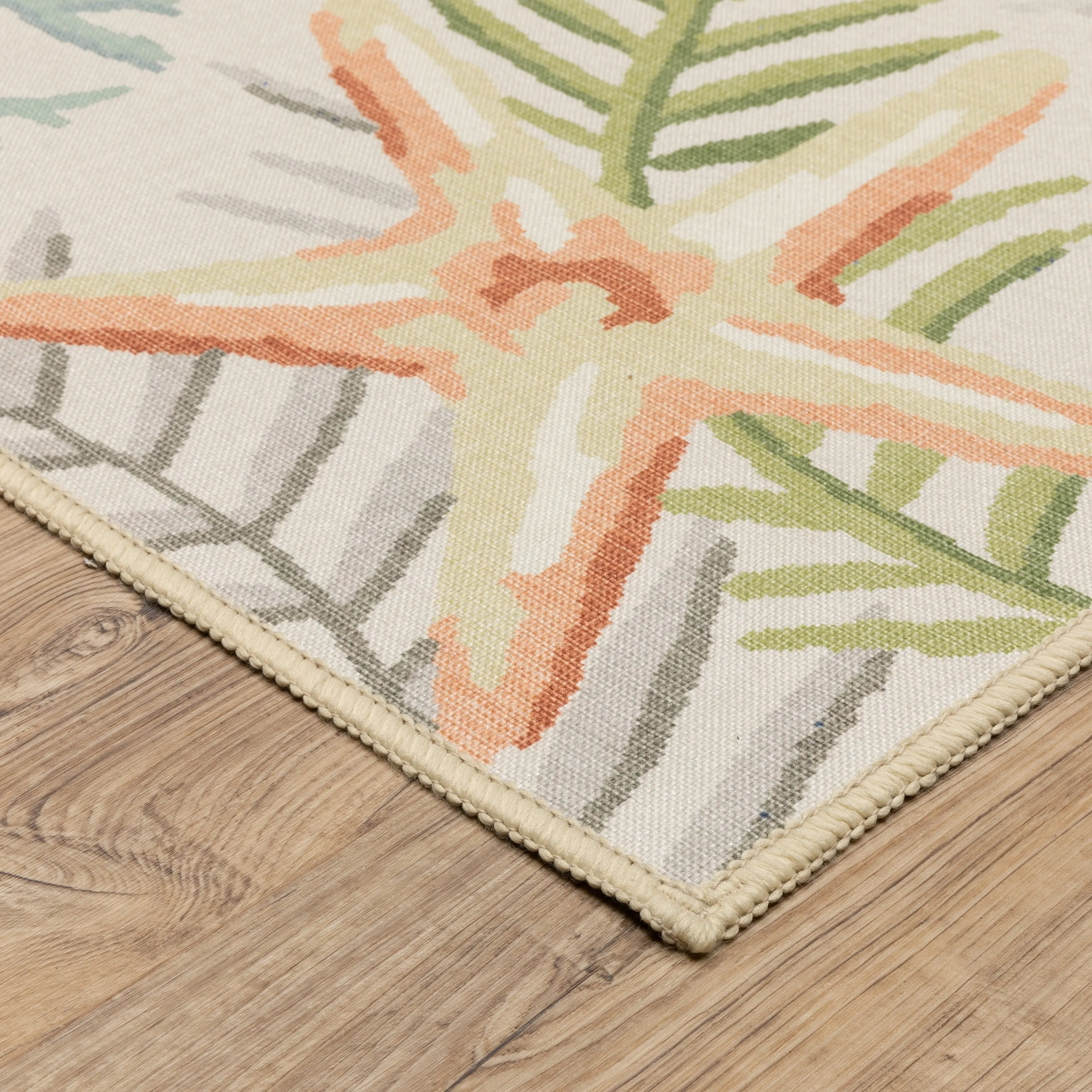 Style Haven Flores Coral Star Fish Beige/Multi Indoor-Outdoor Washable Rug