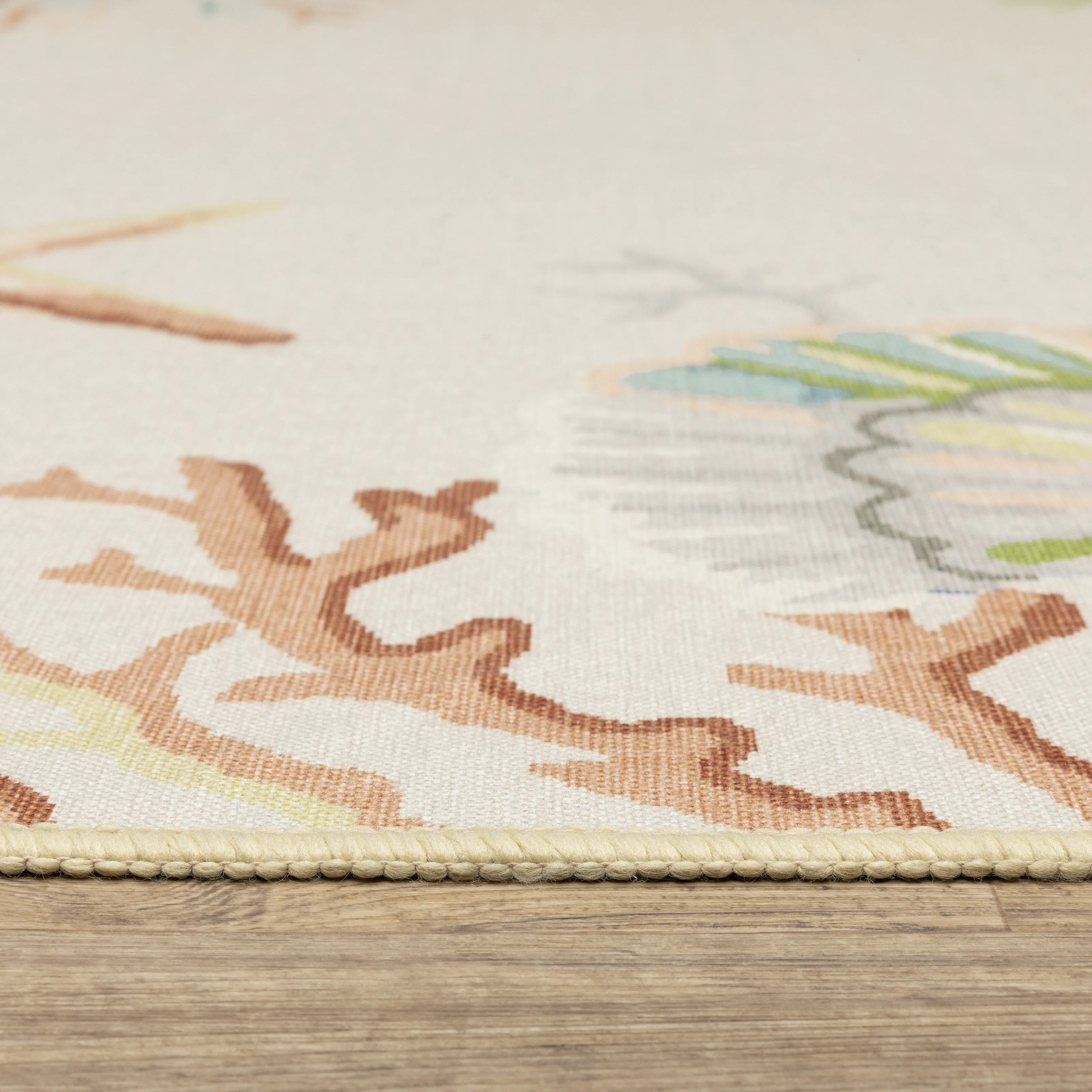 Style Haven Flores Coral Star Fish Beige/Multi Indoor-Outdoor Washable Rug