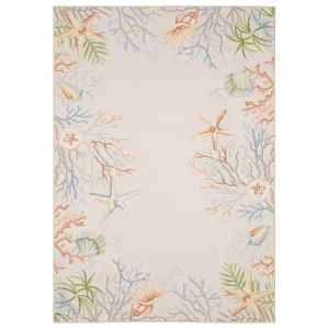 Style Haven Flores Coral Star Fish Beige/Multi Indoor-Outdoor Washable Rug