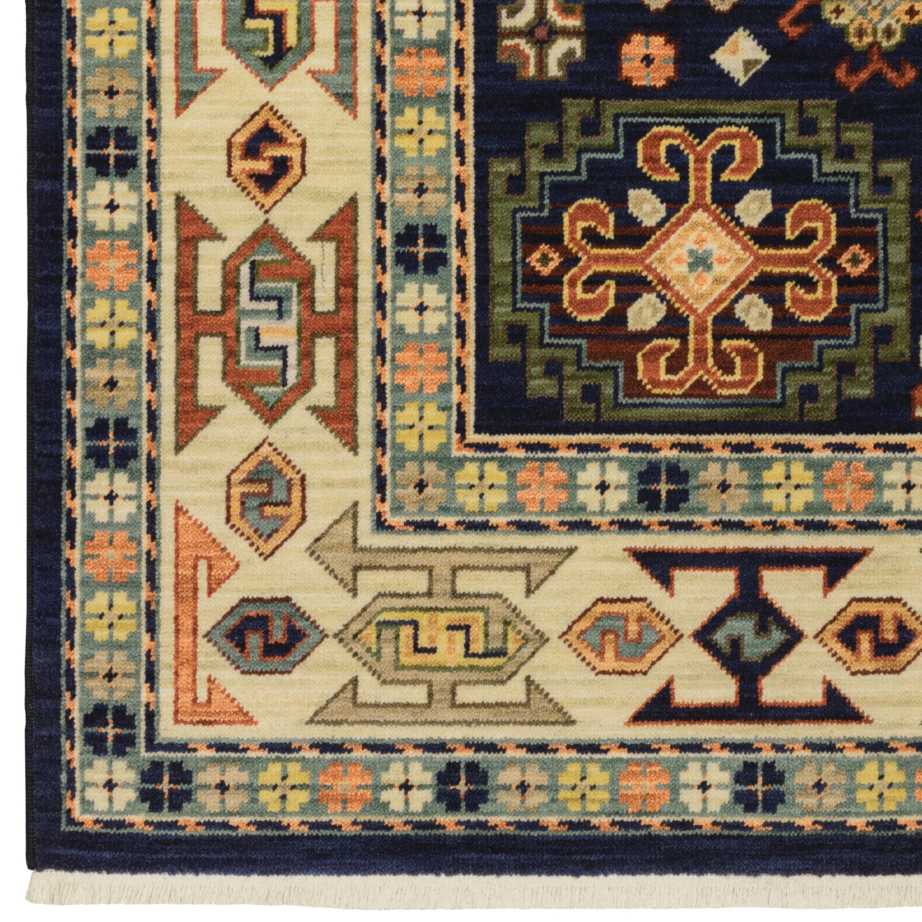 Style Haven Leander Vintage Medallion Fringed Wool Blend Area Rug