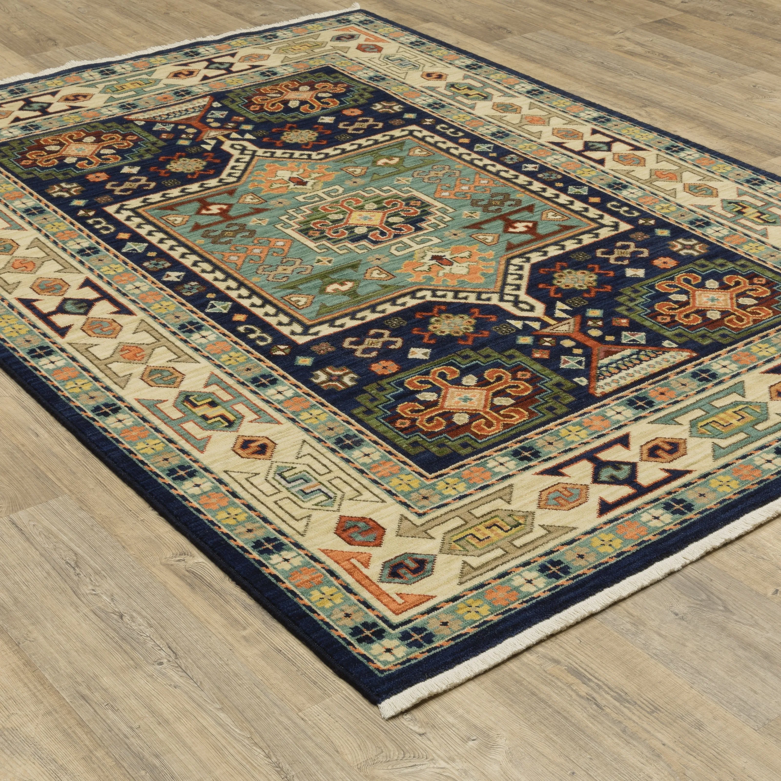 Style Haven Leander Vintage Medallion Fringed Wool Blend Area Rug