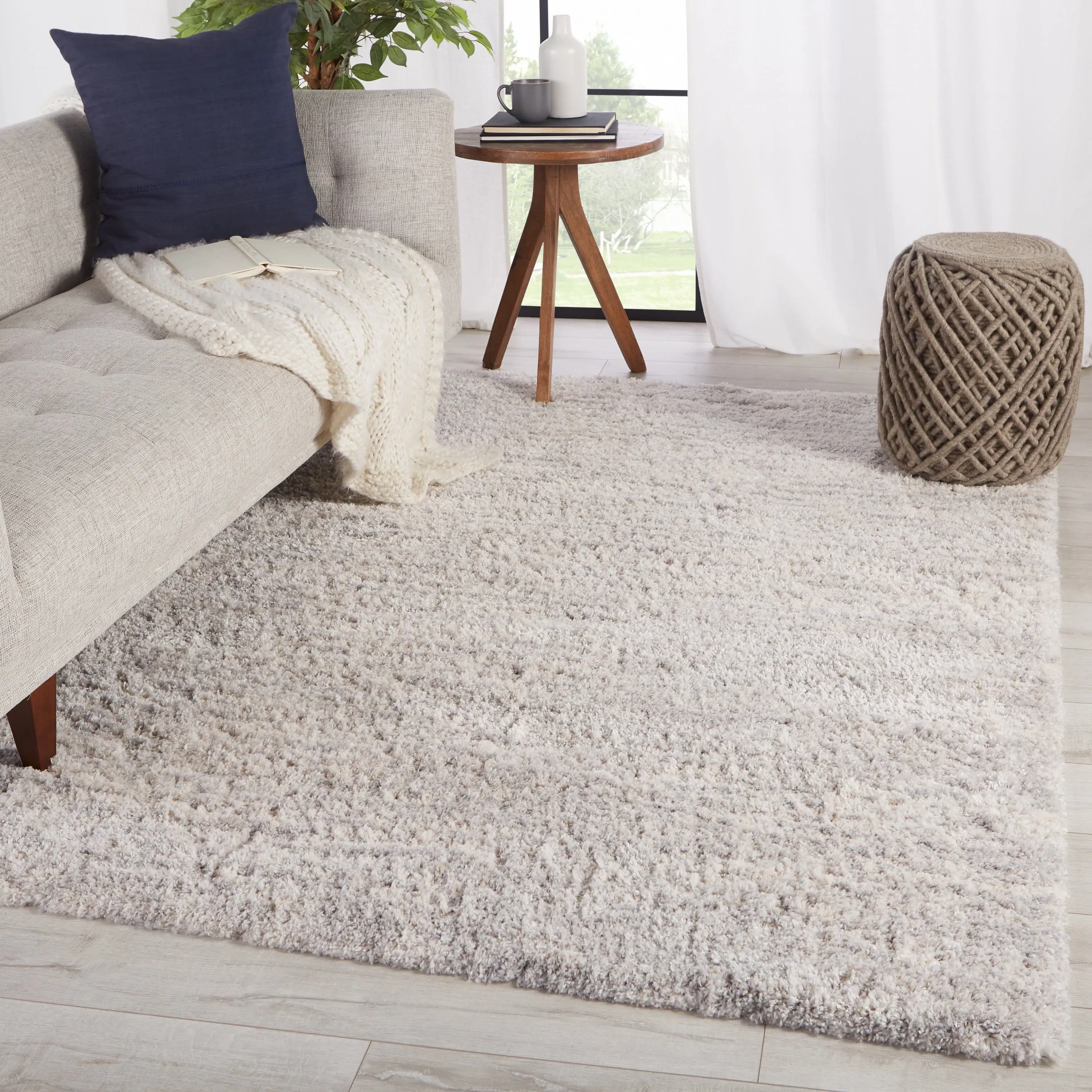 Sunil Striped Light Gray/ Cream Area Rug