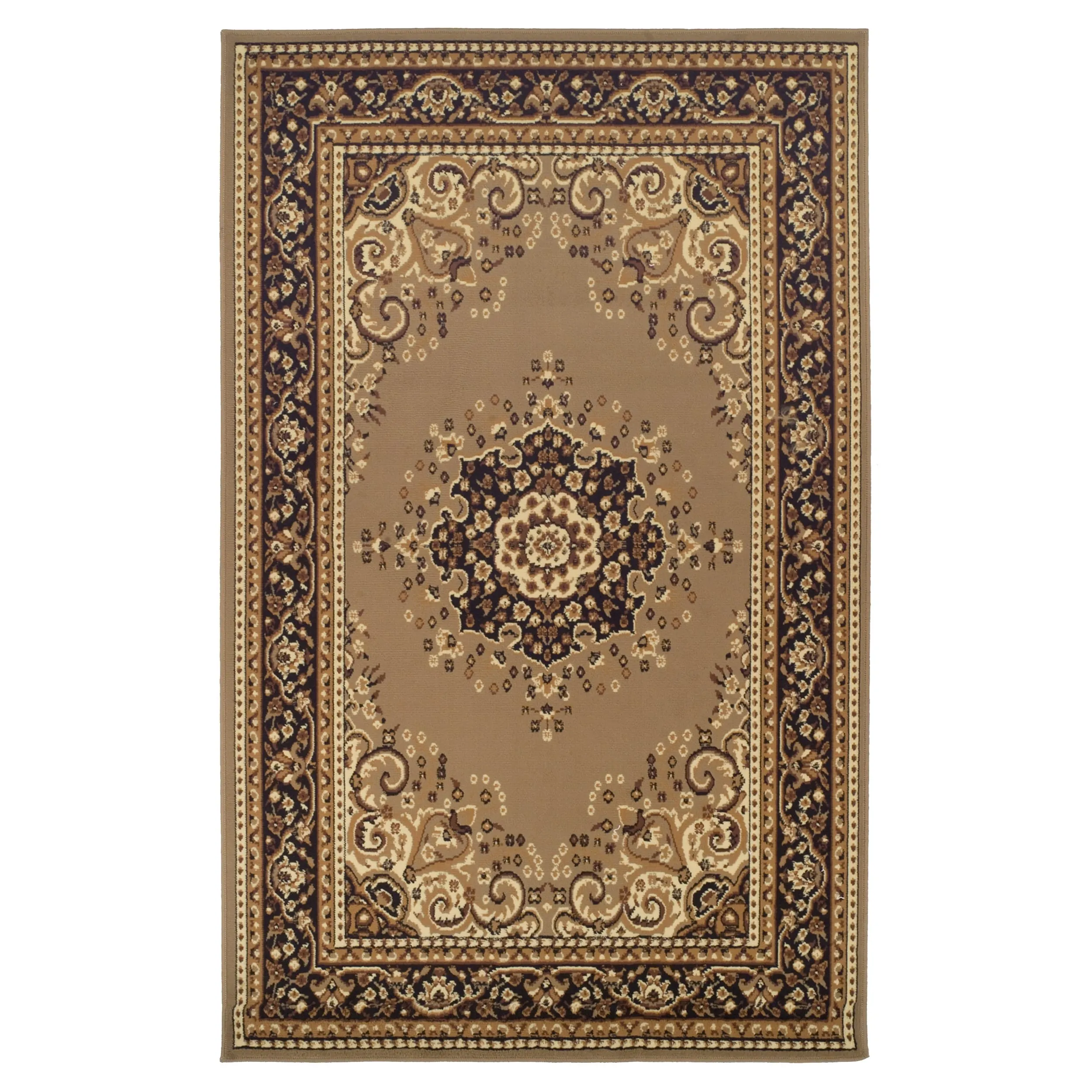 Superior Formal Floral Vines Border Indoor Runner or Area Rug