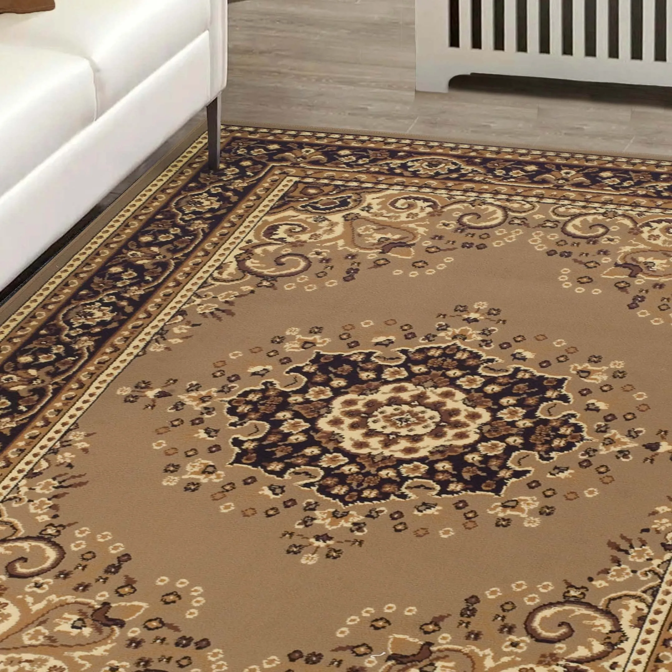 Superior Formal Floral Vines Border Indoor Runner or Area Rug