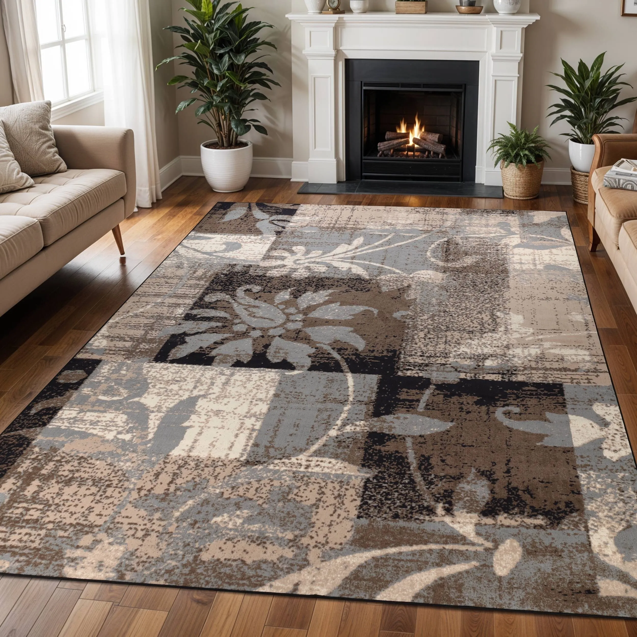 Superior Pastiche Contemporary Floral Patchwork Indoor Runner or Area Rug