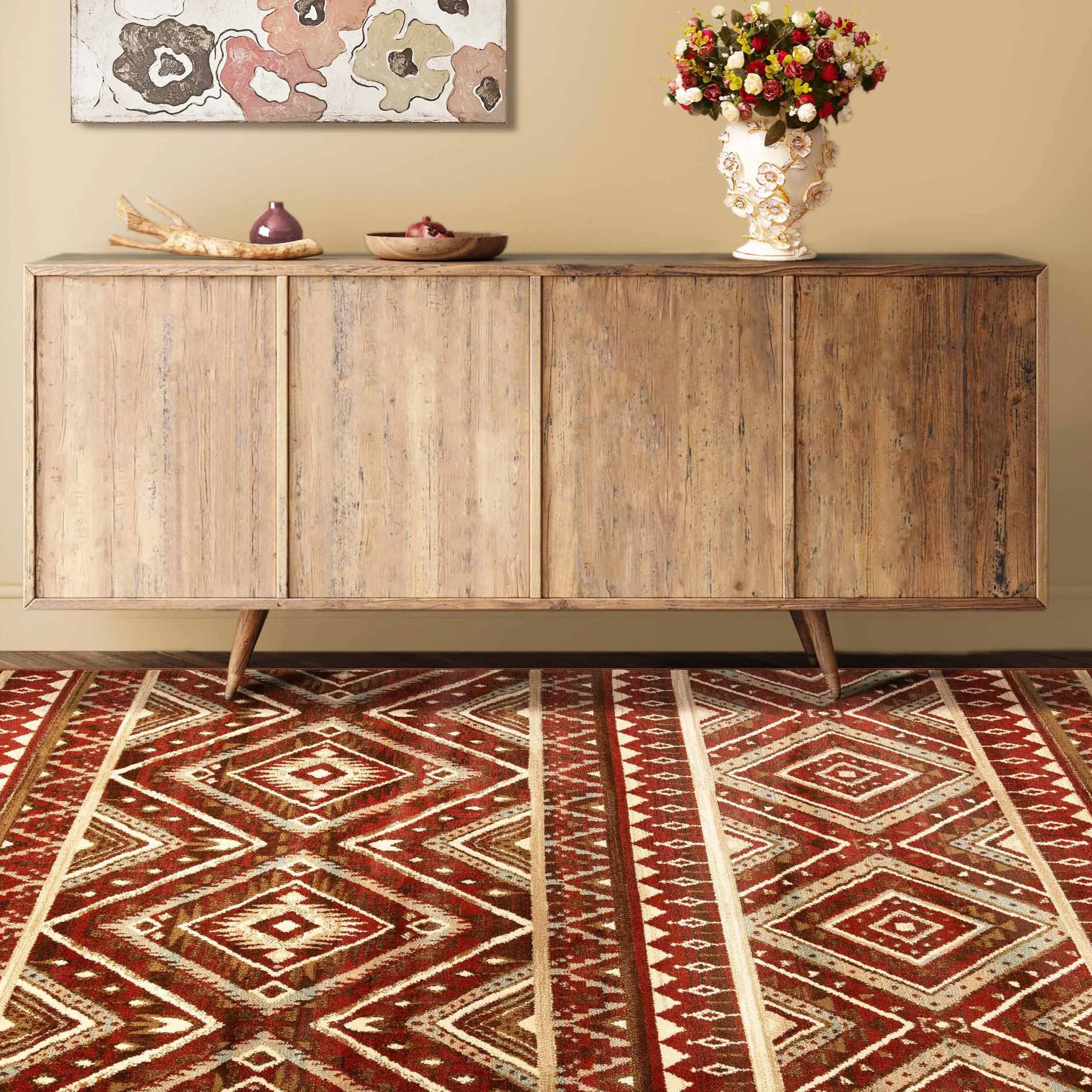 Superior Southwestern Rustic Medallion PowerLoomed Indoor Area Rug