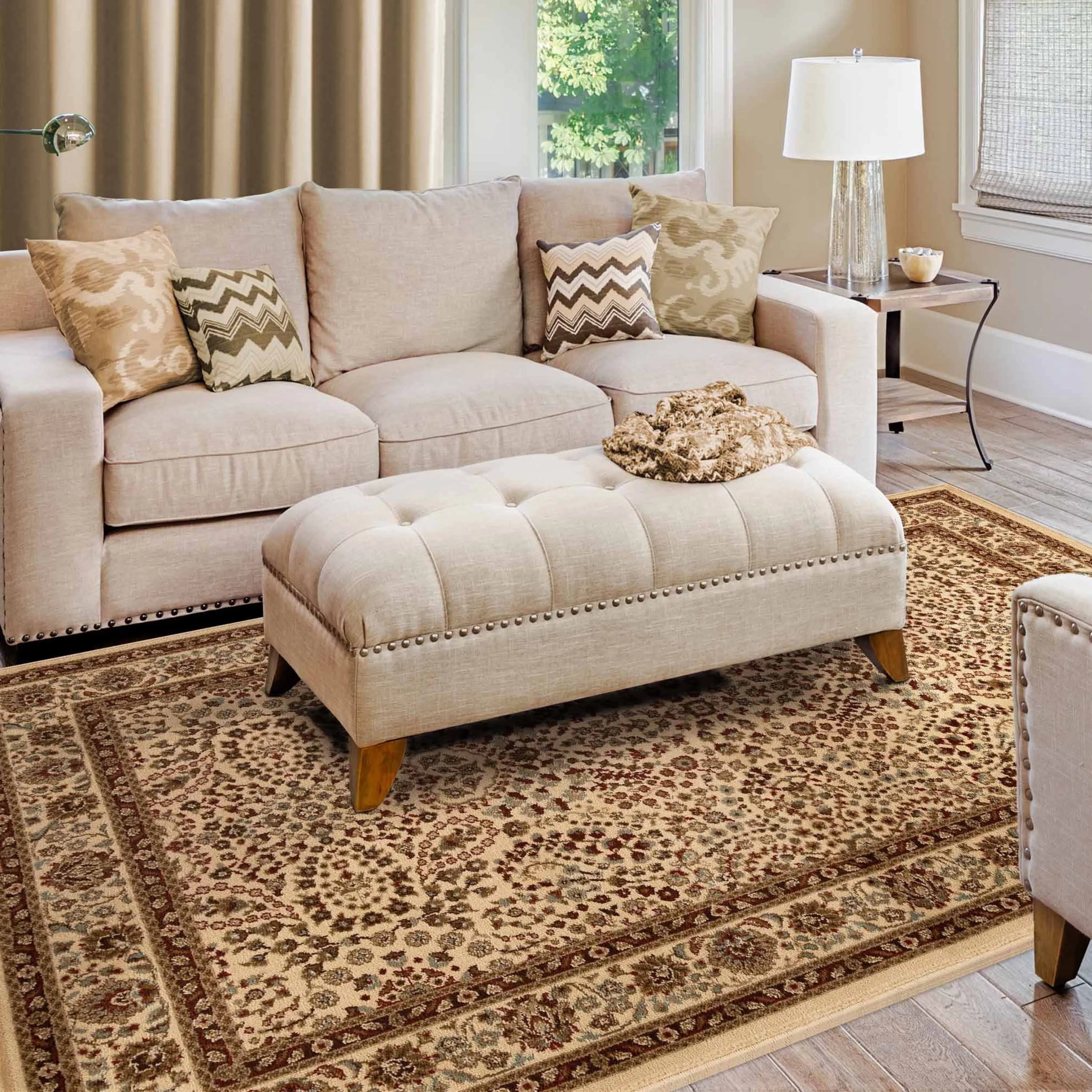 Superior Traditional Oriental Floral Power-Loomed Indoor Area Rug