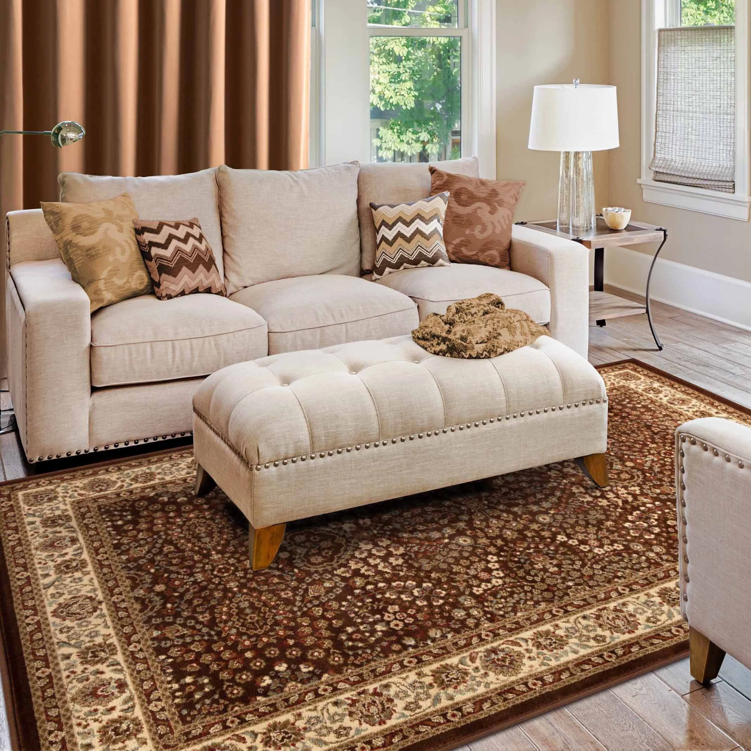 Superior Traditional Oriental Floral Power-Loomed Indoor Area Rug