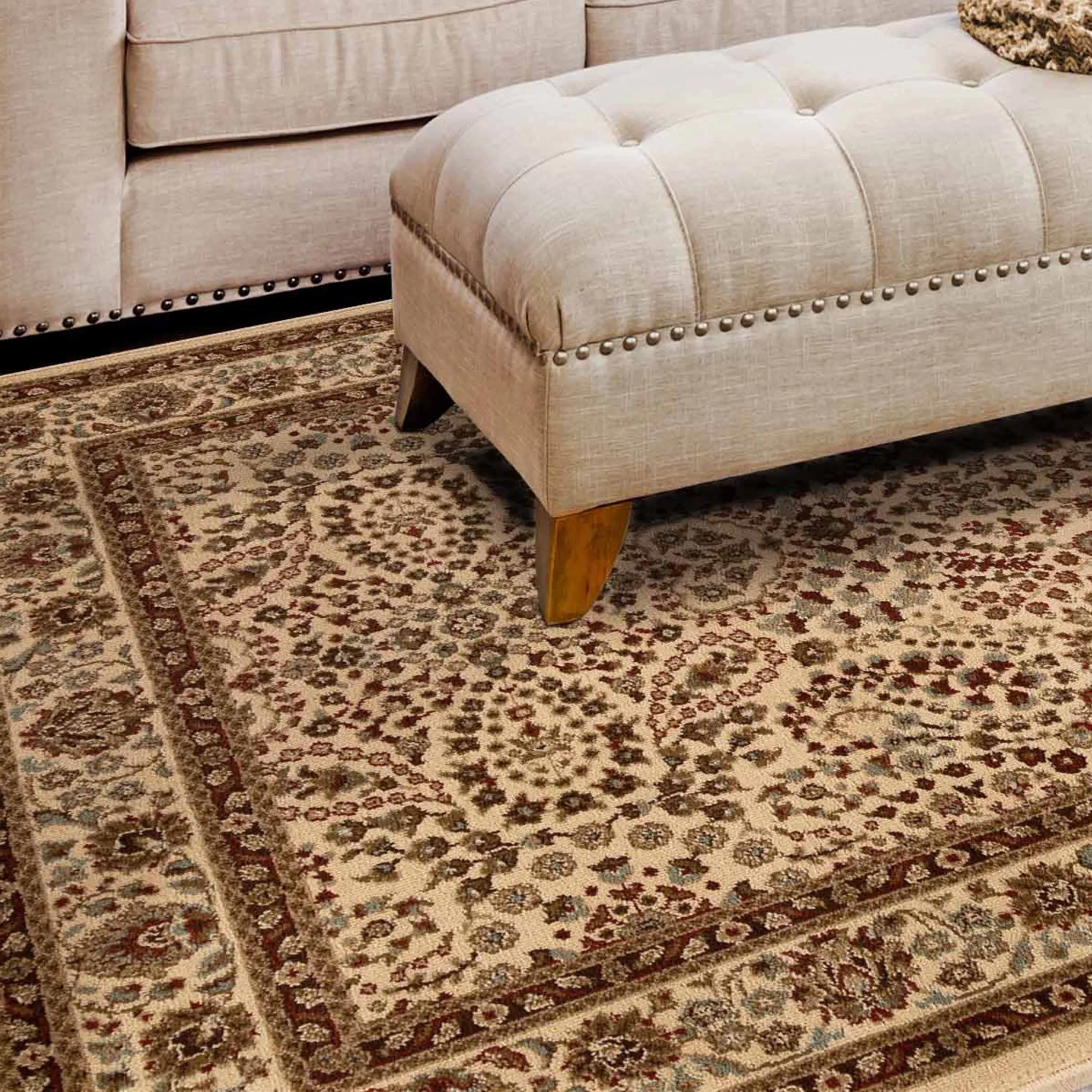 Superior Traditional Oriental Floral Power-Loomed Indoor Area Rug