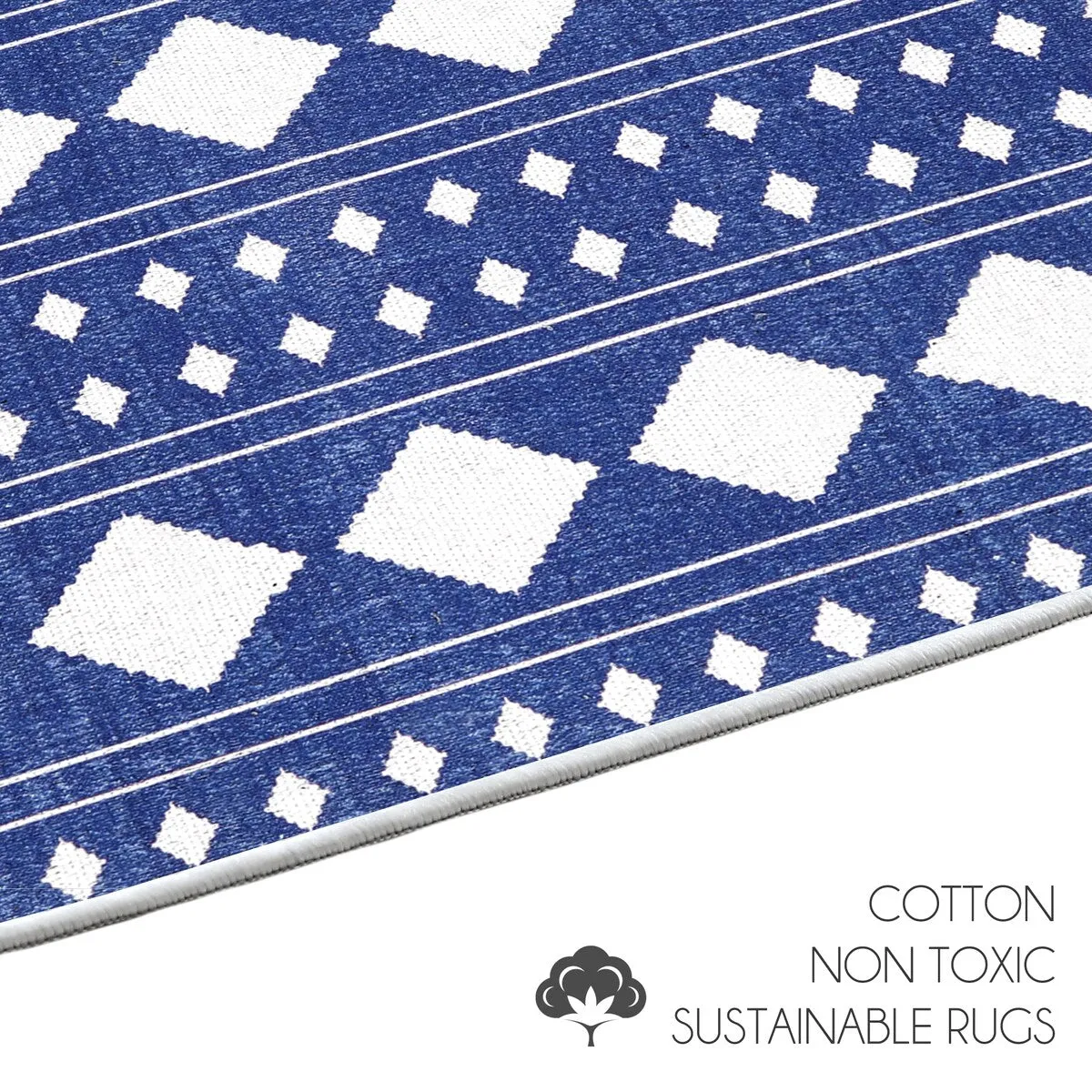 Sussexhome Heavy Duty Ultra Thin Non Slip Washable Cotton Indoor Rug - 2' x 3'