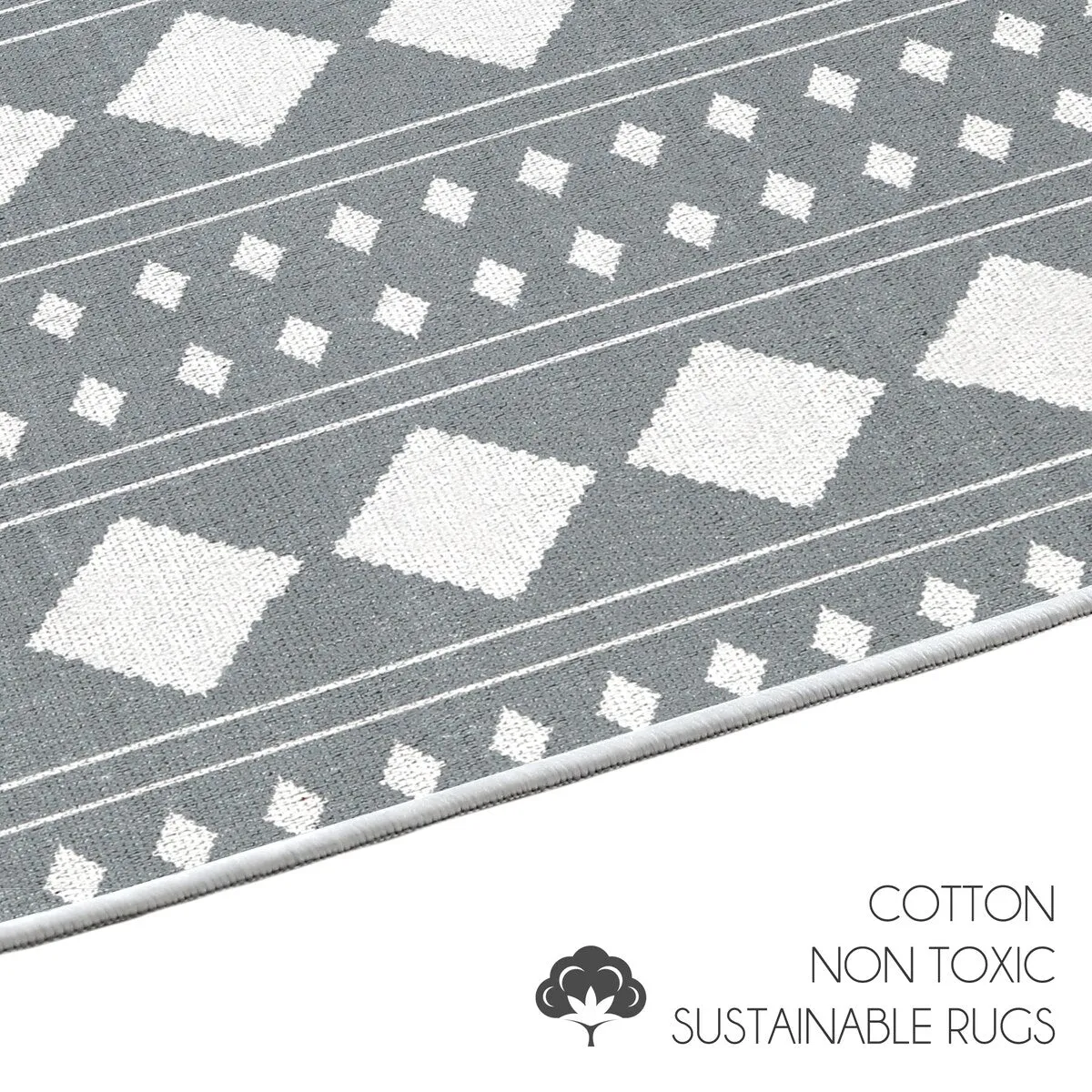 Sussexhome Heavy Duty Ultra Thin Non Slip Washable Cotton Indoor Rug - 2' x 3'