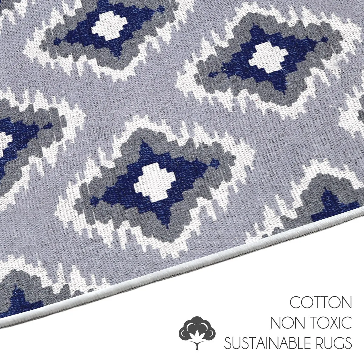 Sussexhome Heavy Duty Ultra Thin Non Slip Washable Cotton Indoor Rug - 2' x 3'