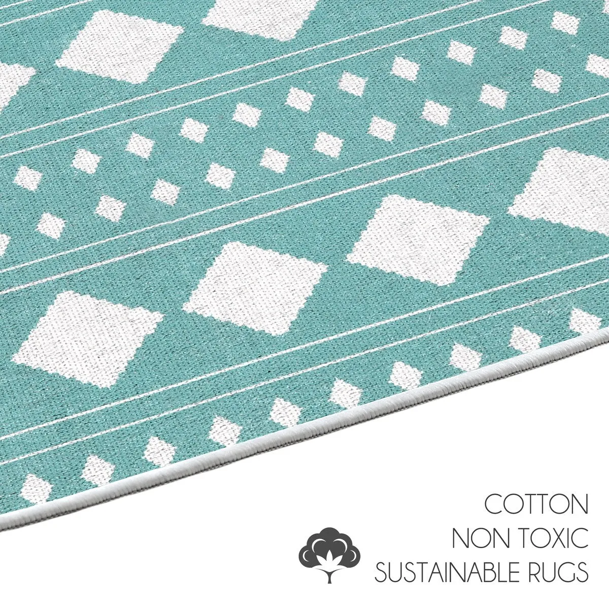 Sussexhome Heavy Duty Ultra Thin Non Slip Washable Cotton Indoor Rug - 2' x 3'