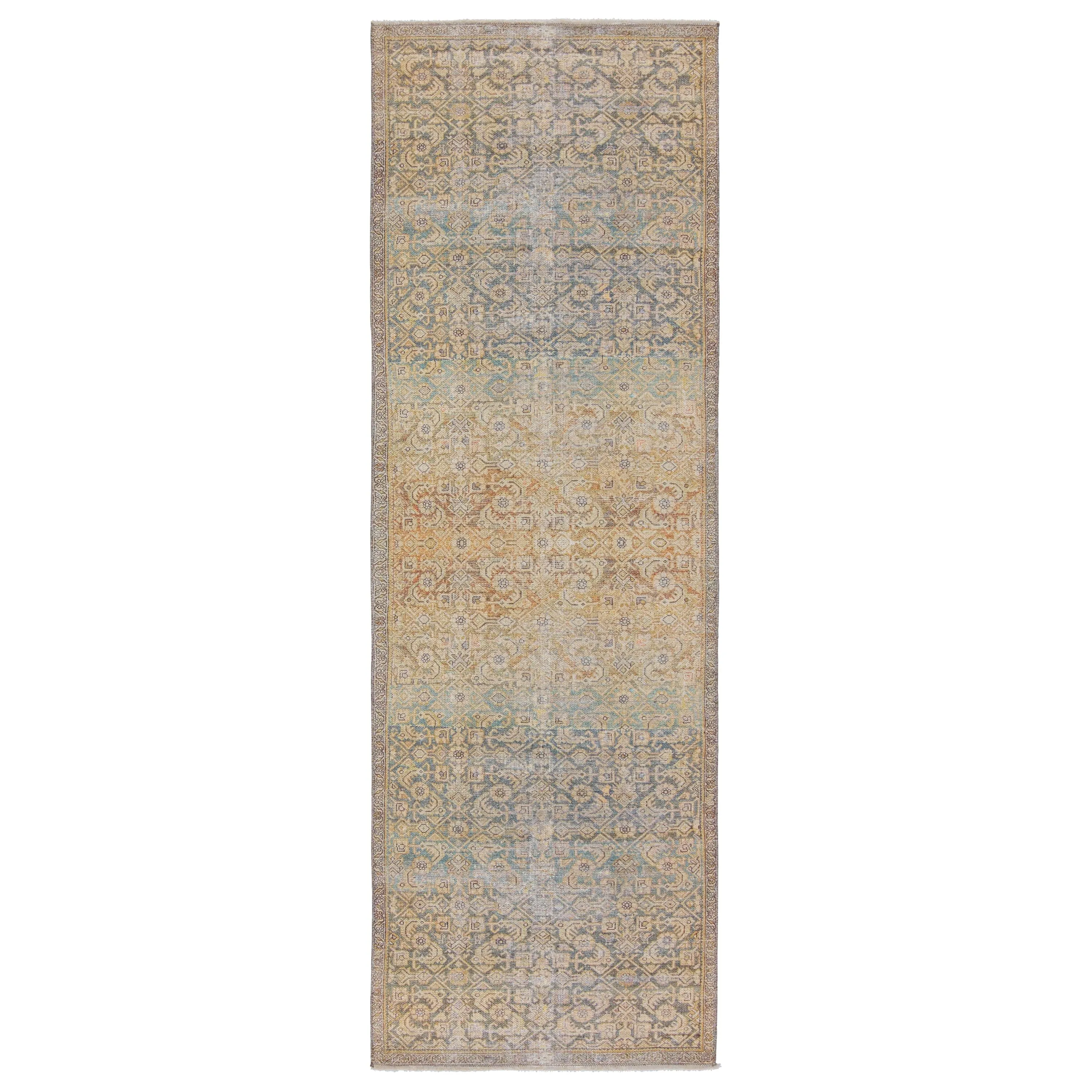 The Curated Nomad Durlston Printed Trellis Gold/ Green Cotton Mix Area Rug