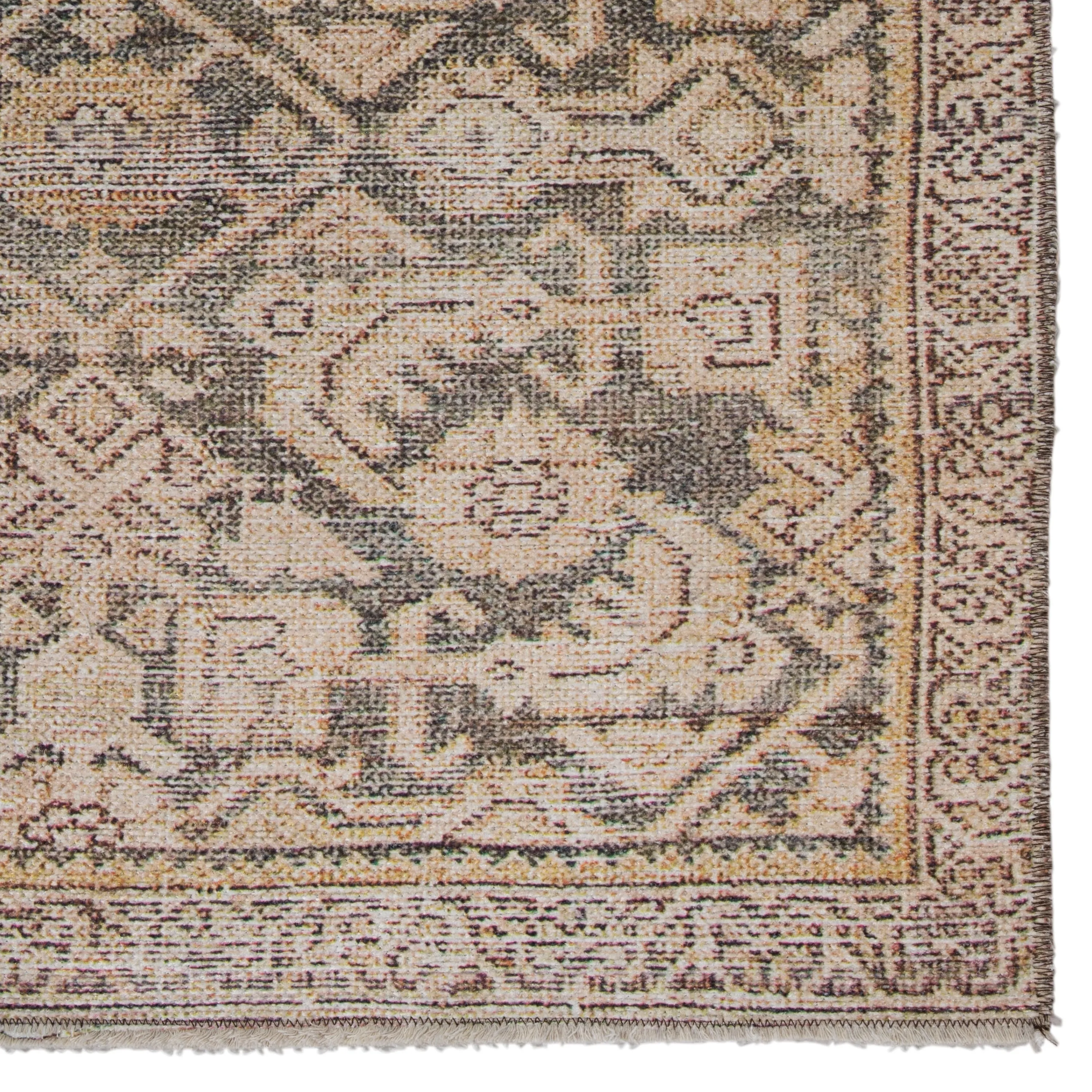 The Curated Nomad Durlston Printed Trellis Gold/ Green Cotton Mix Area Rug