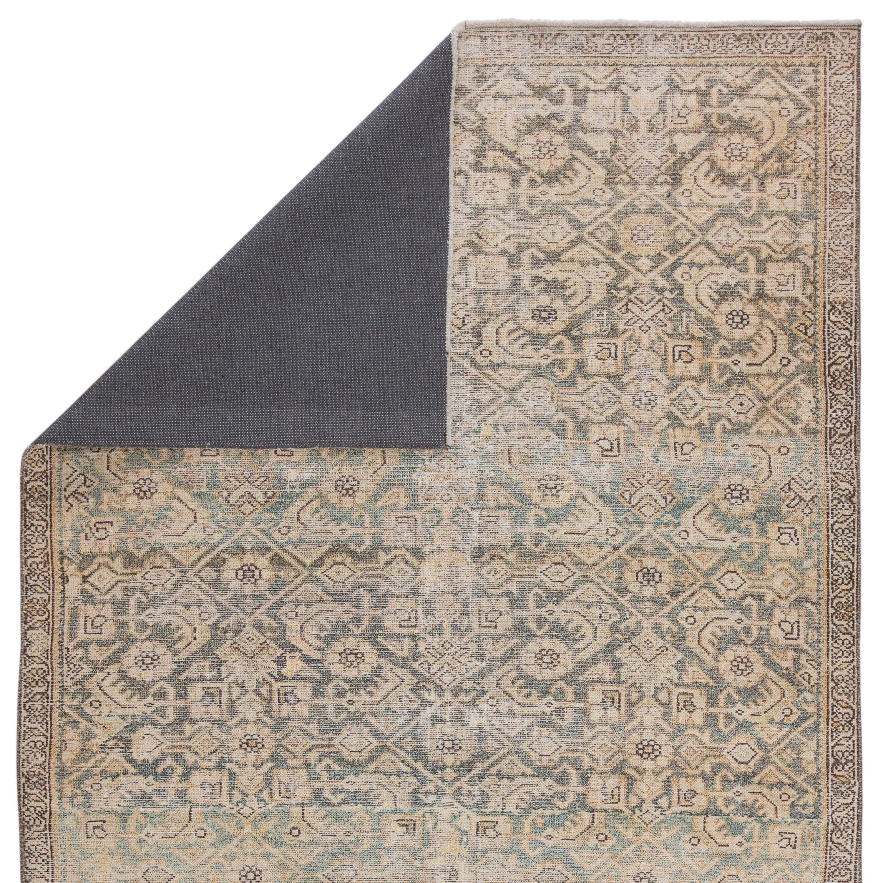 The Curated Nomad Durlston Printed Trellis Gold/ Green Cotton Mix Area Rug