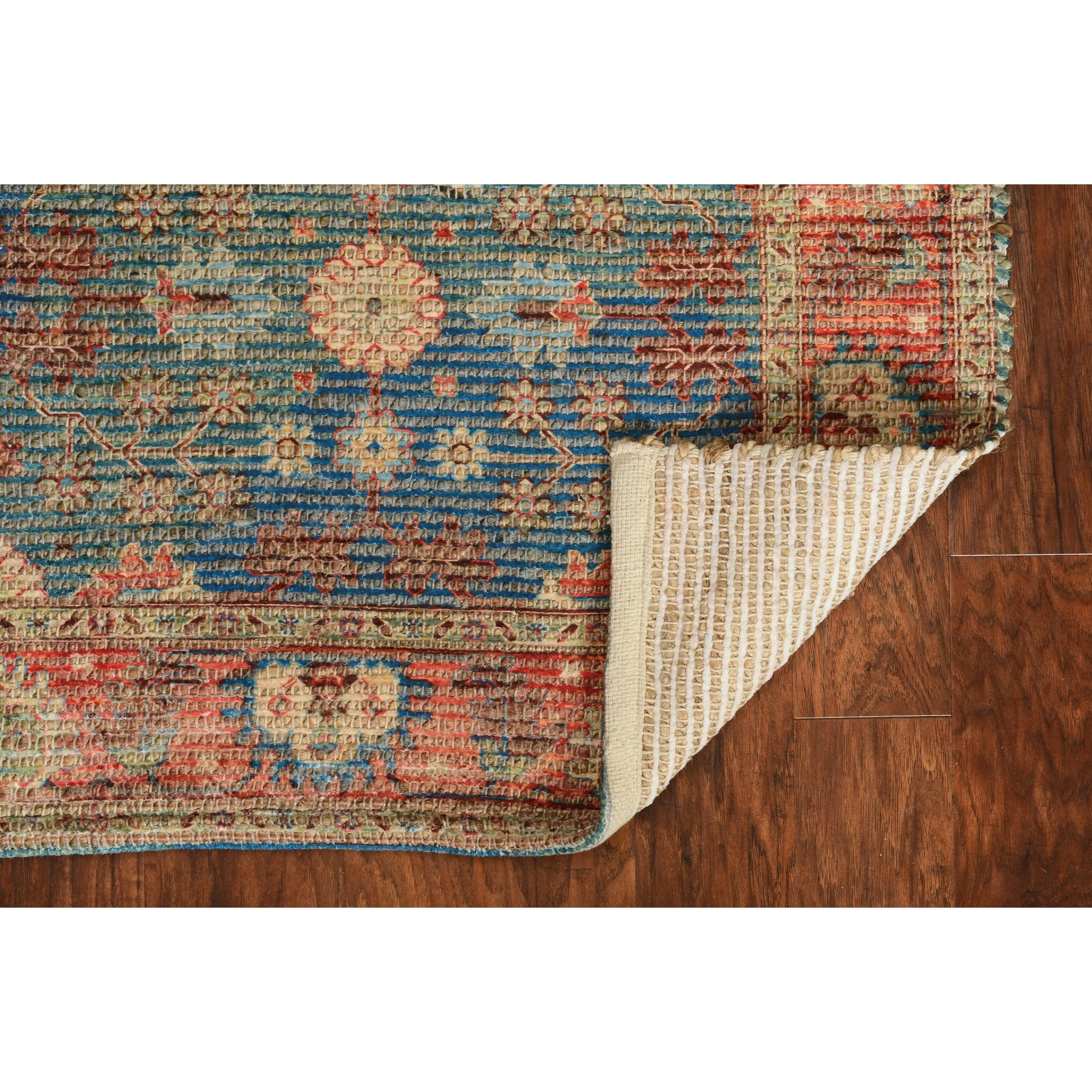 The Curated Nomad Lamartine Hand-woven Jute Blue/ Red Traditions Area Rug