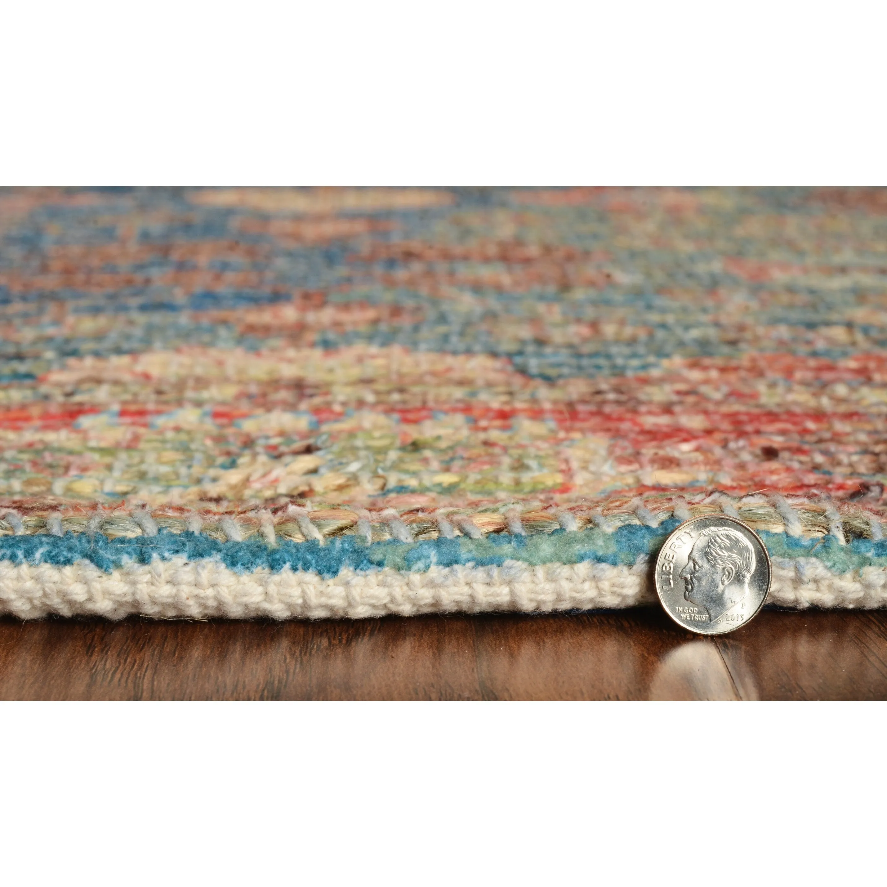 The Curated Nomad Lamartine Hand-woven Jute Blue/ Red Traditions Area Rug