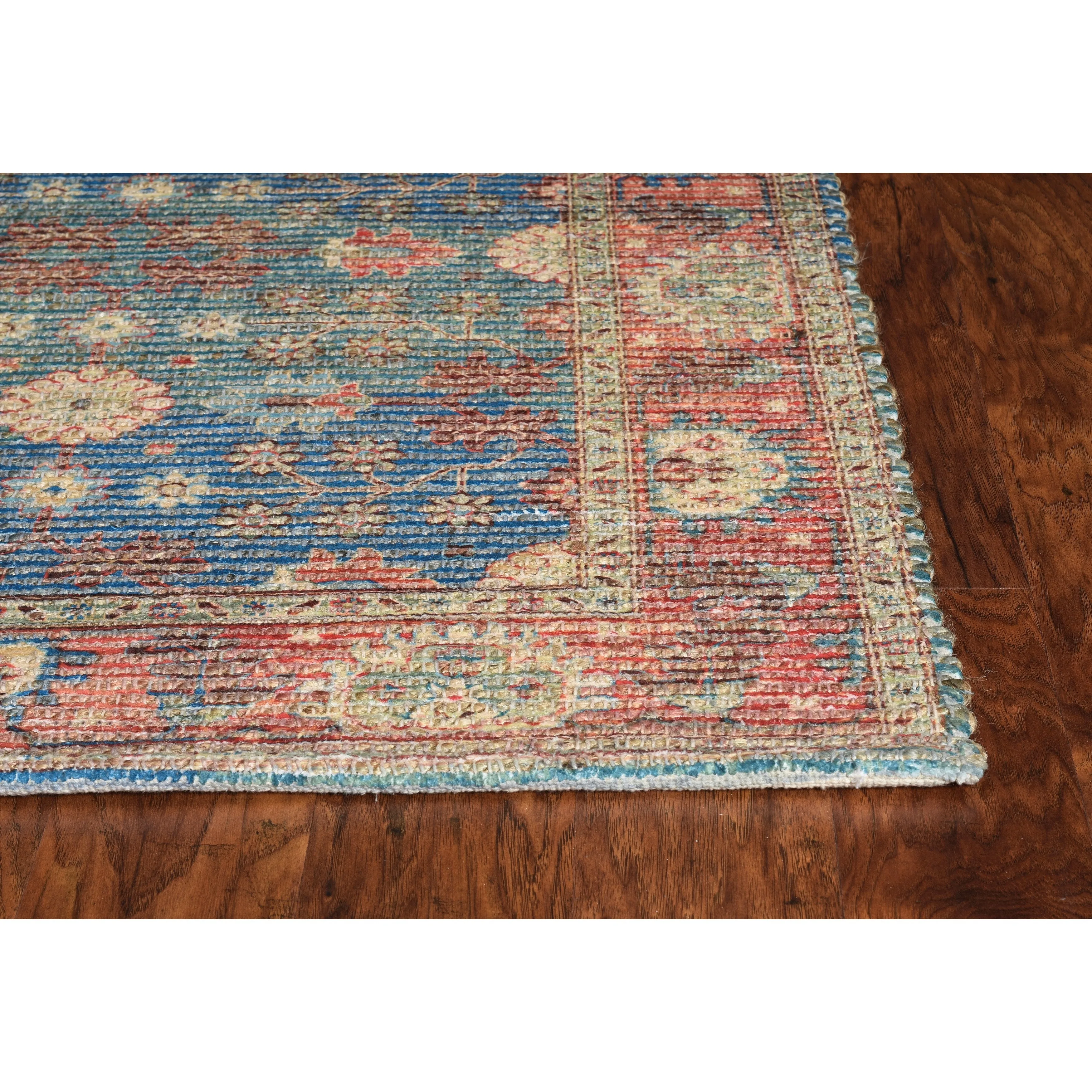 The Curated Nomad Lamartine Hand-woven Jute Blue/ Red Traditions Area Rug
