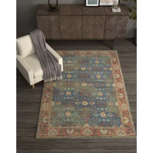 The Curated Nomad Lamartine Hand-woven Jute Blue/ Red Traditions Area Rug