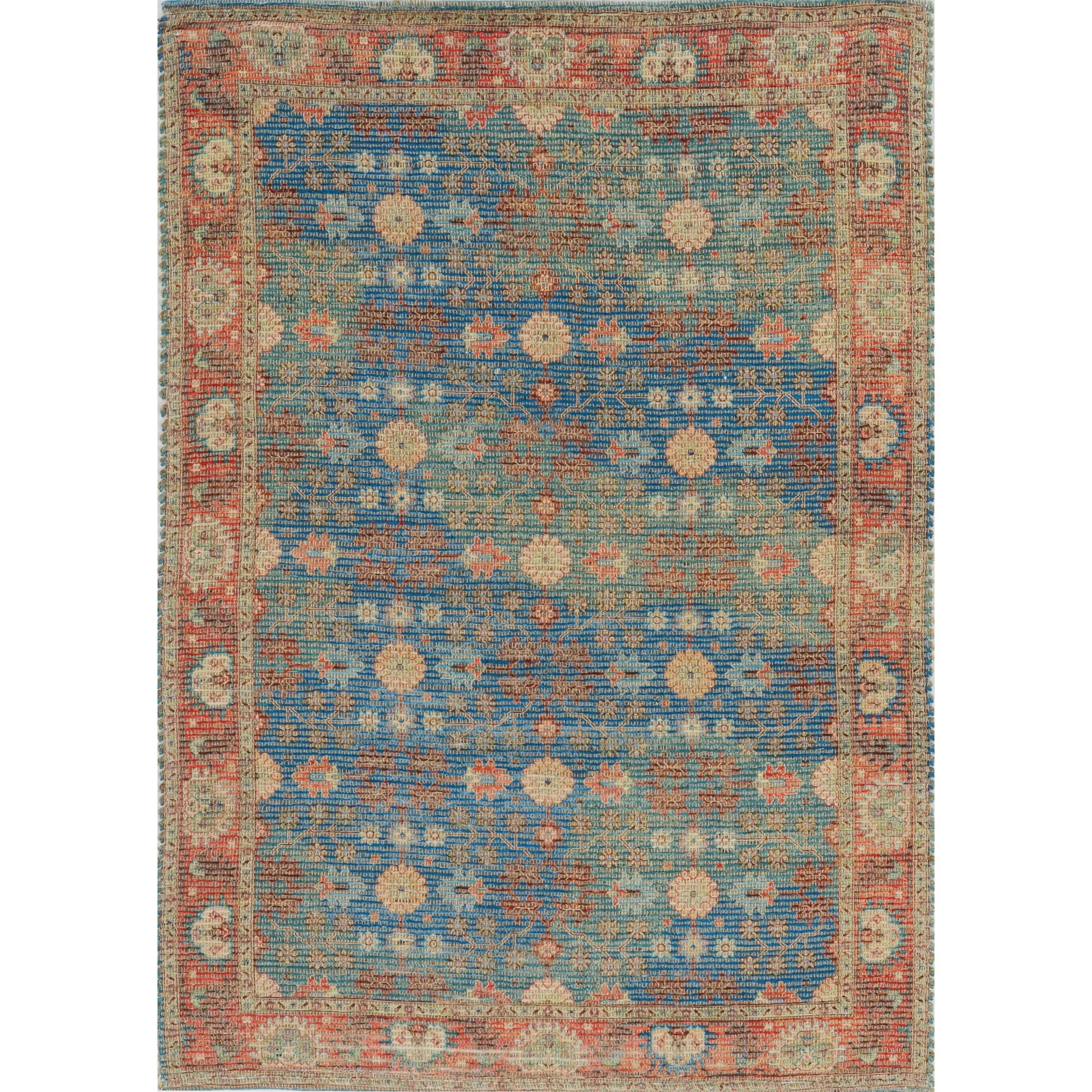 The Curated Nomad Lamartine Hand-woven Jute Blue/ Red Traditions Area Rug
