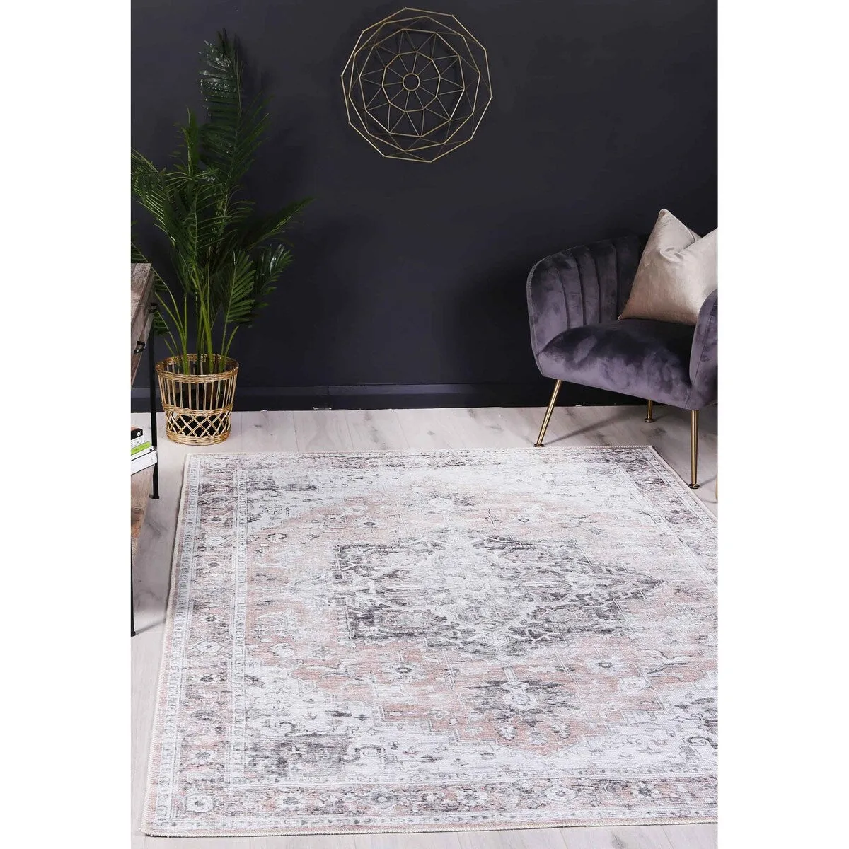 The Rug Collective Distressed Vintage Cezanne Blush Machine Washable Area Rug