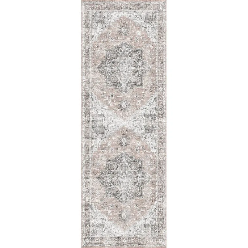 The Rug Collective Distressed Vintage Cezanne Blush Machine Washable Area Rug