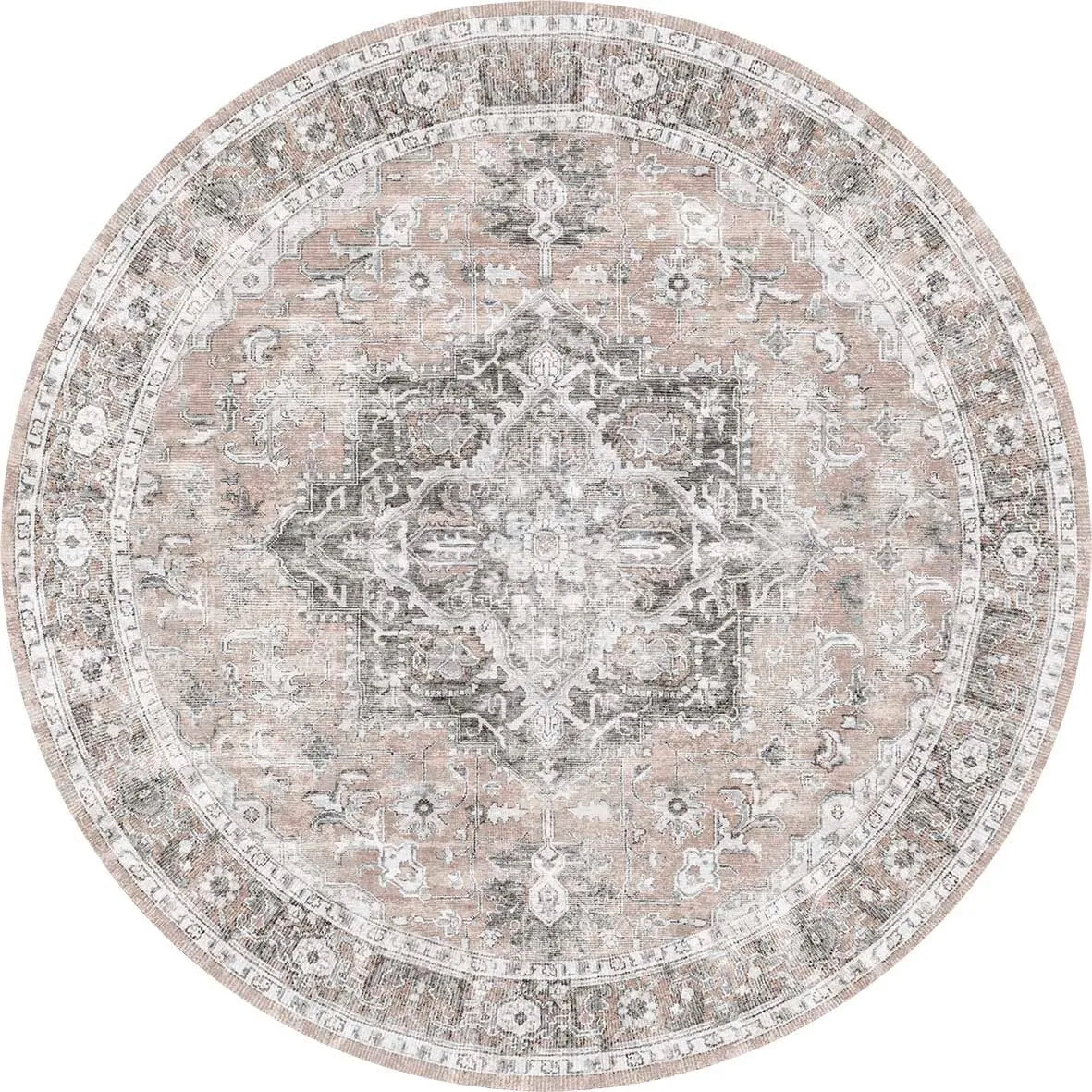 The Rug Collective Distressed Vintage Cezanne Blush Machine Washable Area Rug