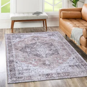 The Rug Collective Distressed Vintage Cezanne Blush Machine Washable Area Rug