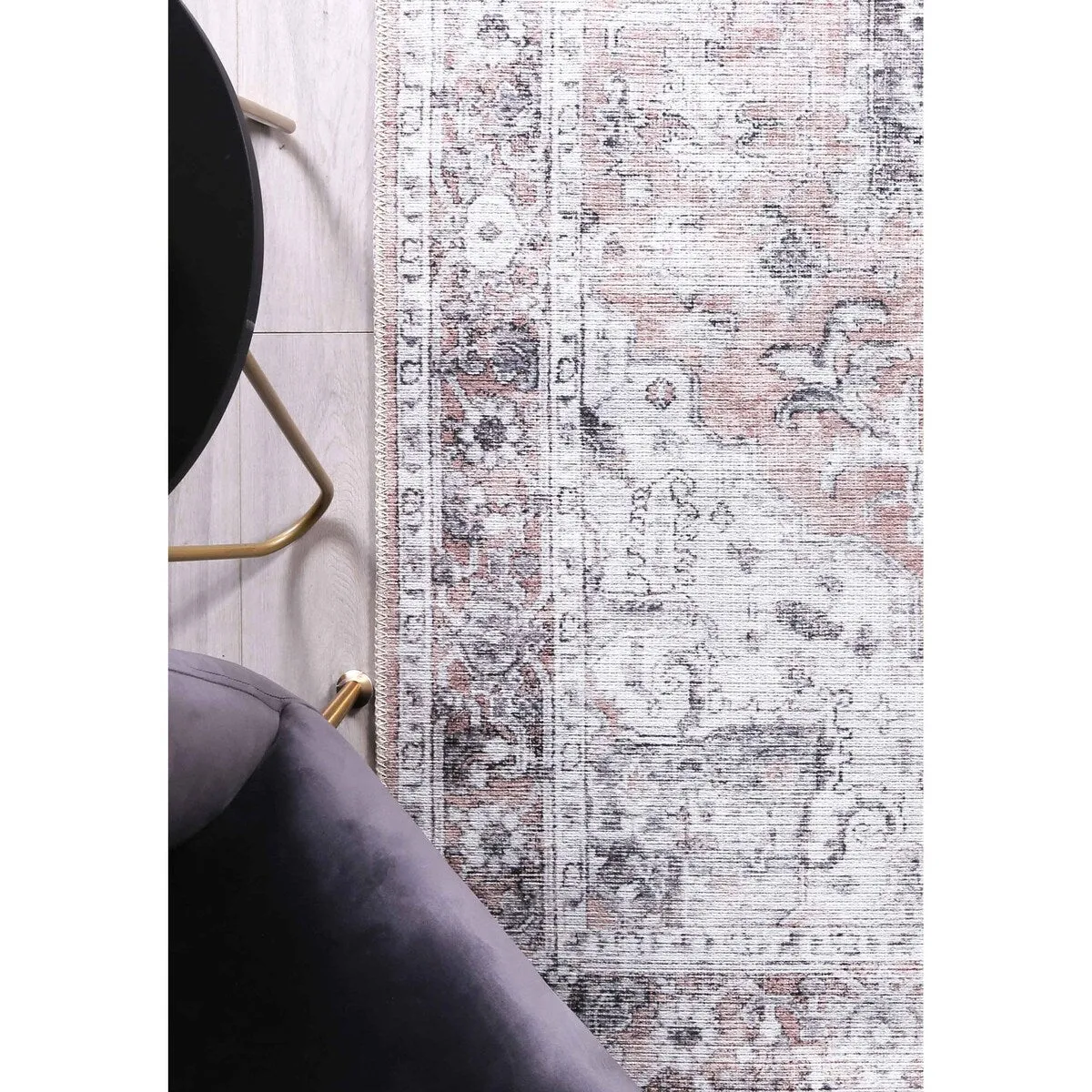The Rug Collective Distressed Vintage Cezanne Blush Machine Washable Area Rug