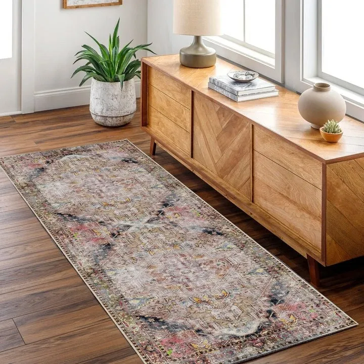 The Rug Collective Distressed Vintage Derya Multi Machine Washable Area Rug