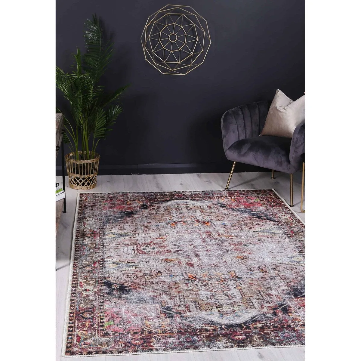 The Rug Collective Distressed Vintage Derya Multi Machine Washable Area Rug