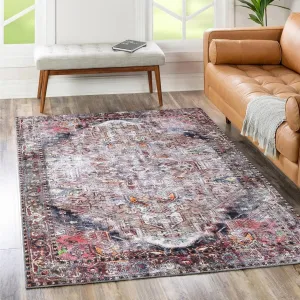 The Rug Collective Distressed Vintage Derya Multi Machine Washable Area Rug