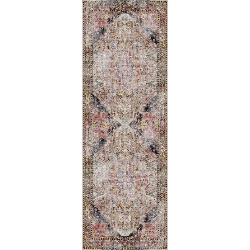 The Rug Collective Distressed Vintage Derya Multi Machine Washable Area Rug