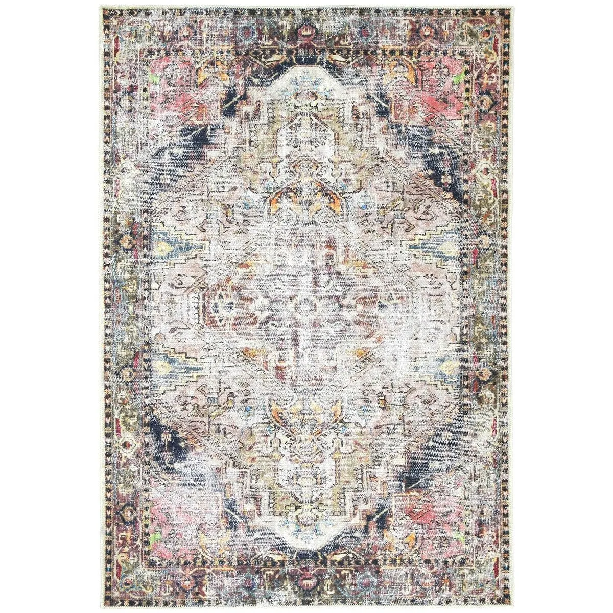 The Rug Collective Distressed Vintage Derya Multi Machine Washable Area Rug