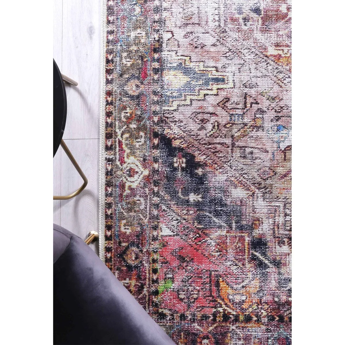 The Rug Collective Distressed Vintage Derya Multi Machine Washable Area Rug
