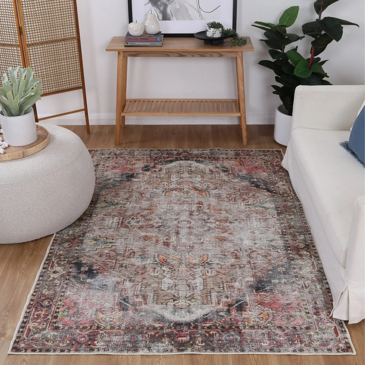 The Rug Collective Distressed Vintage Derya Multi Machine Washable Area Rug